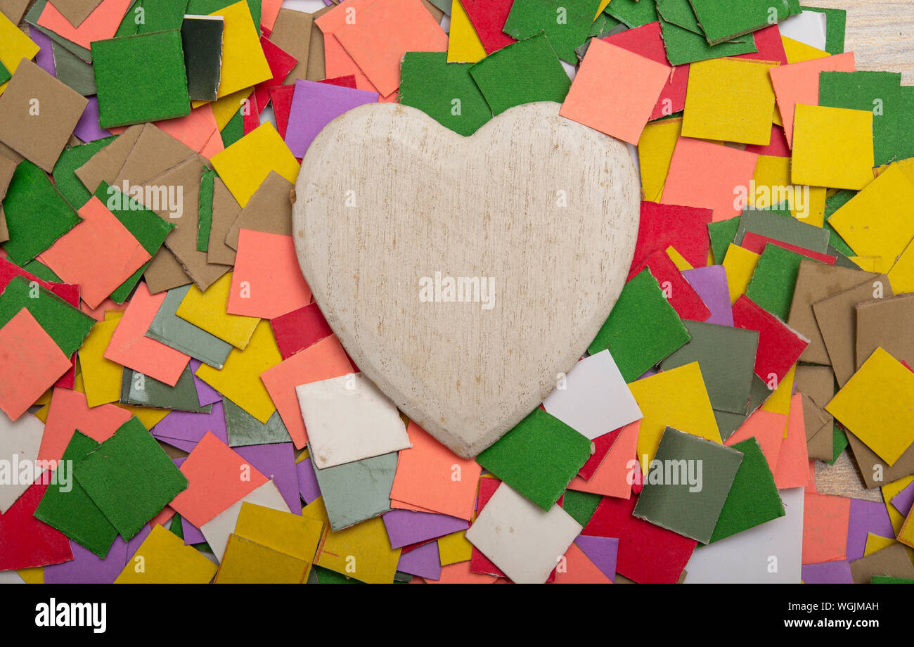 Haftnotiz Papier collage Stil Banner mit hart-Symbol mit Kopie Raum Stockfoto