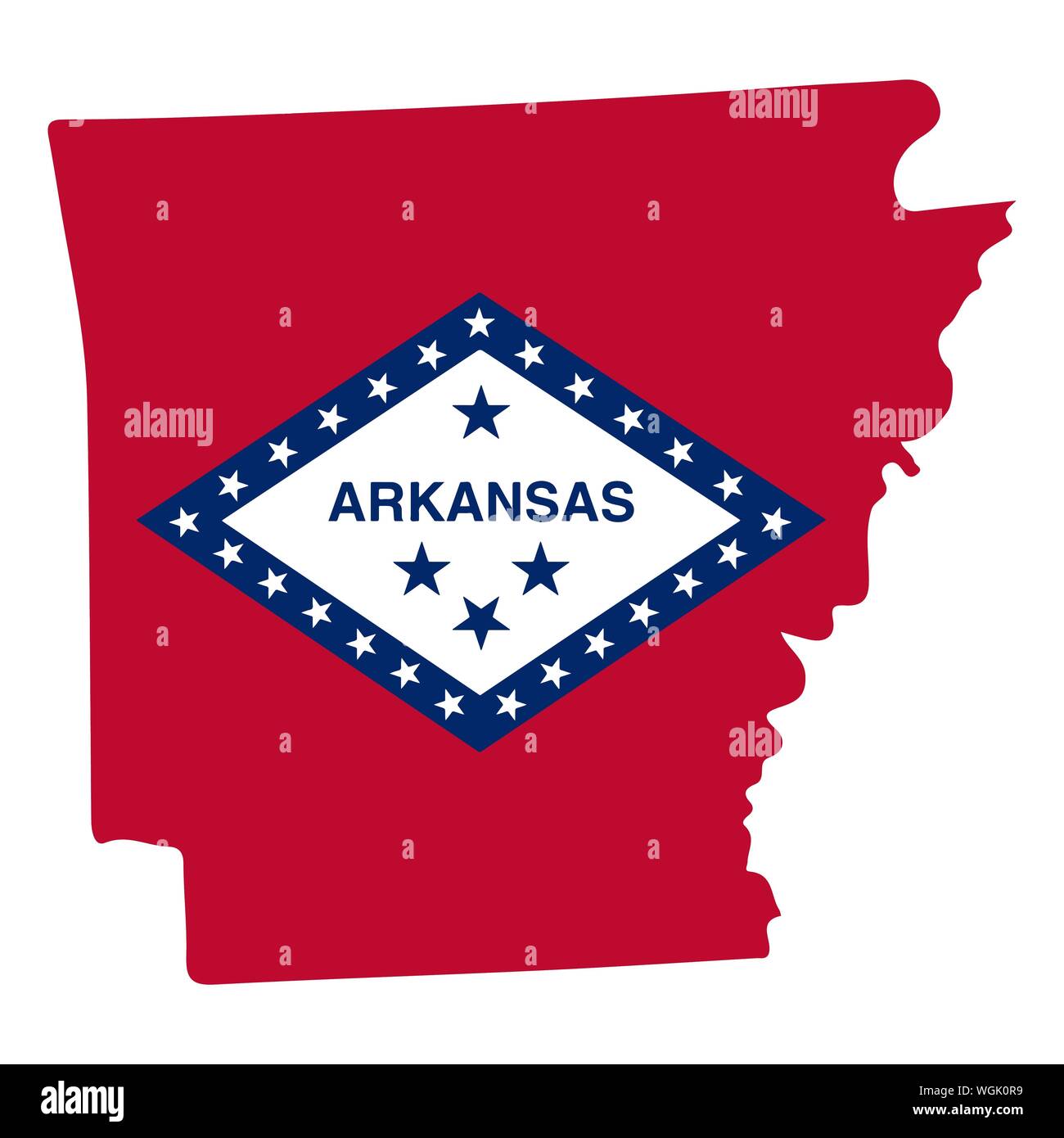 Karte Flagge der US-Bundesstaat Arkansas. Vector eps Abbildung 10 Stock Vektor