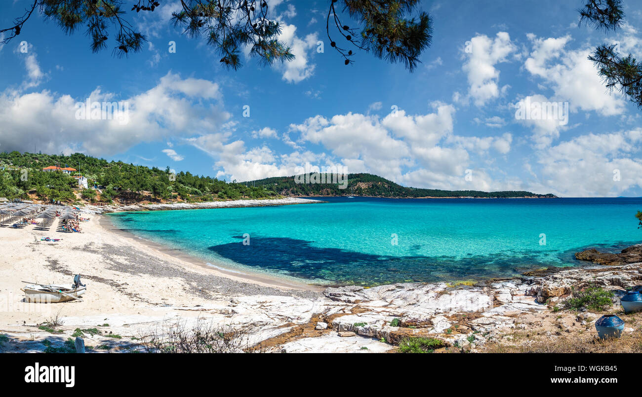 Landschaft mit Strand Psili Ammos auf Thassos Inseln, Griechenland Stockfoto