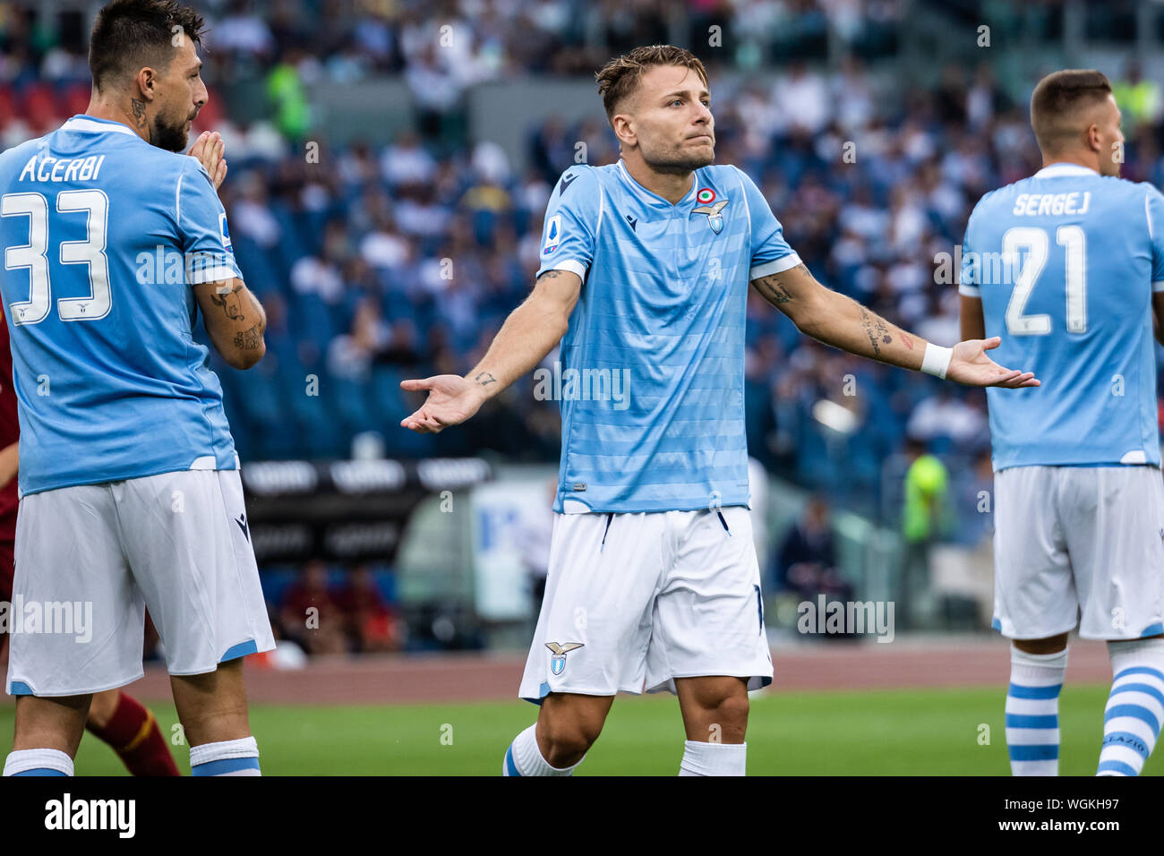 Ciro unbeweglich der SS Lazio sieht während der Serie ein Match zwischen Lazio und AS Rom am Olympiastadion. (Endstand: Lazio 1:1 AS Roma niedergeschlagen) Stockfoto