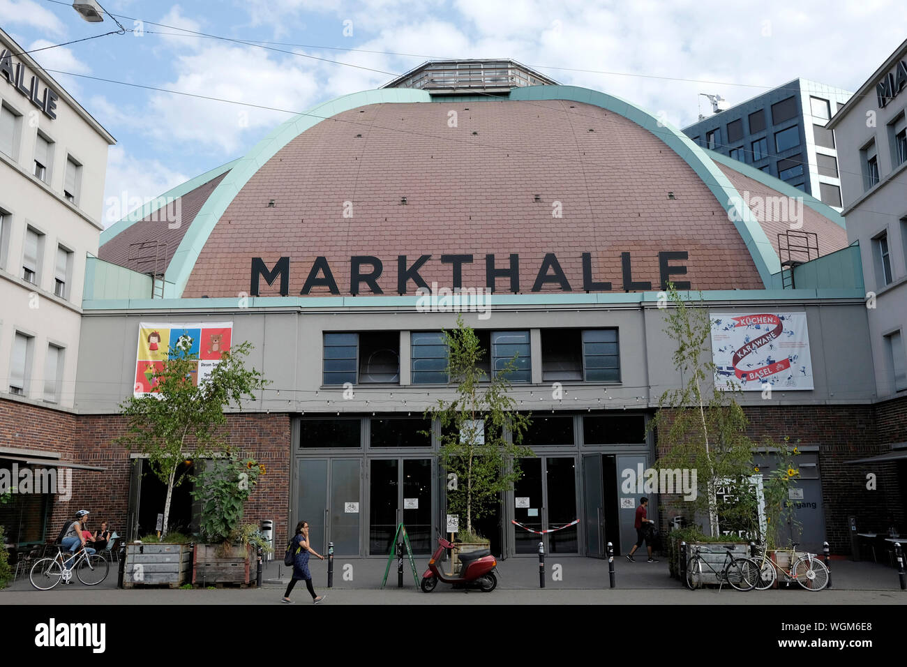 Eine allgemeine Ansicht, Markthall in Basel, Schweiz Stockfoto