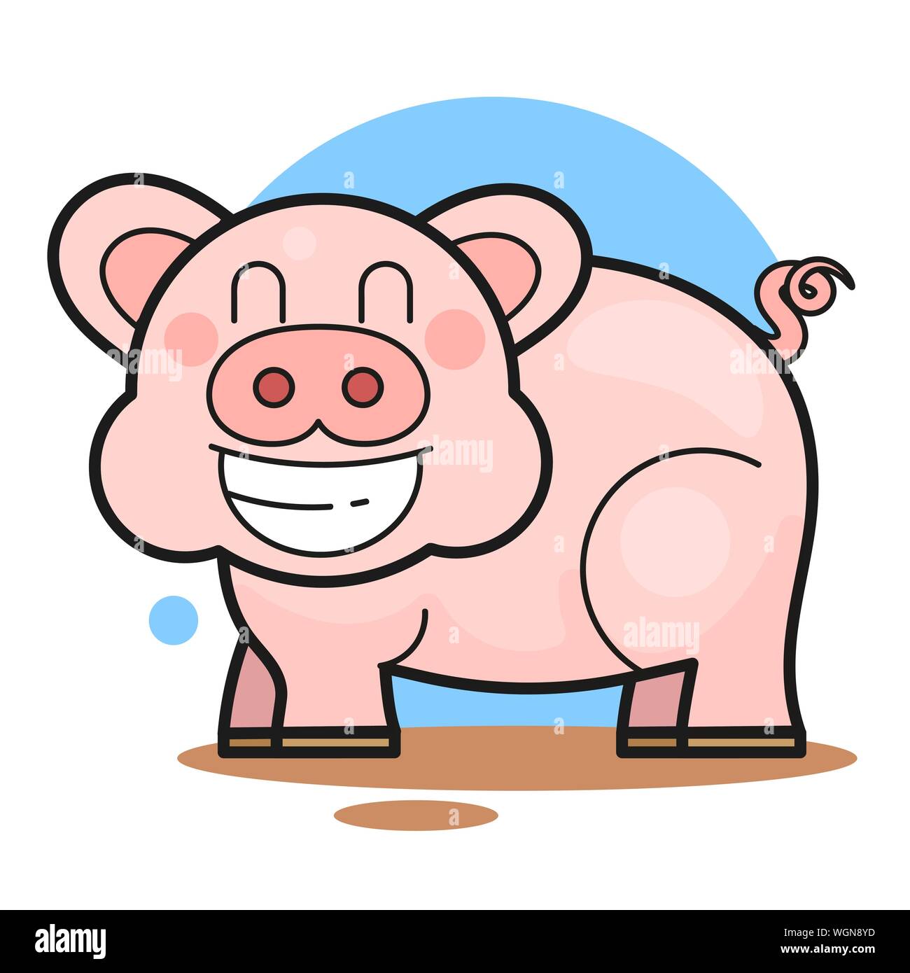 Nettes Schwein Im Schlamm lächelnd Vector Illustration Stock Vektor
