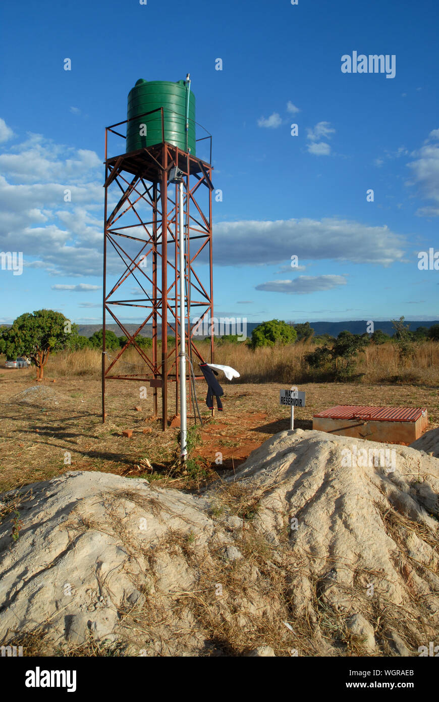 Wasserturm, Sambia, Afrika. Stockfoto