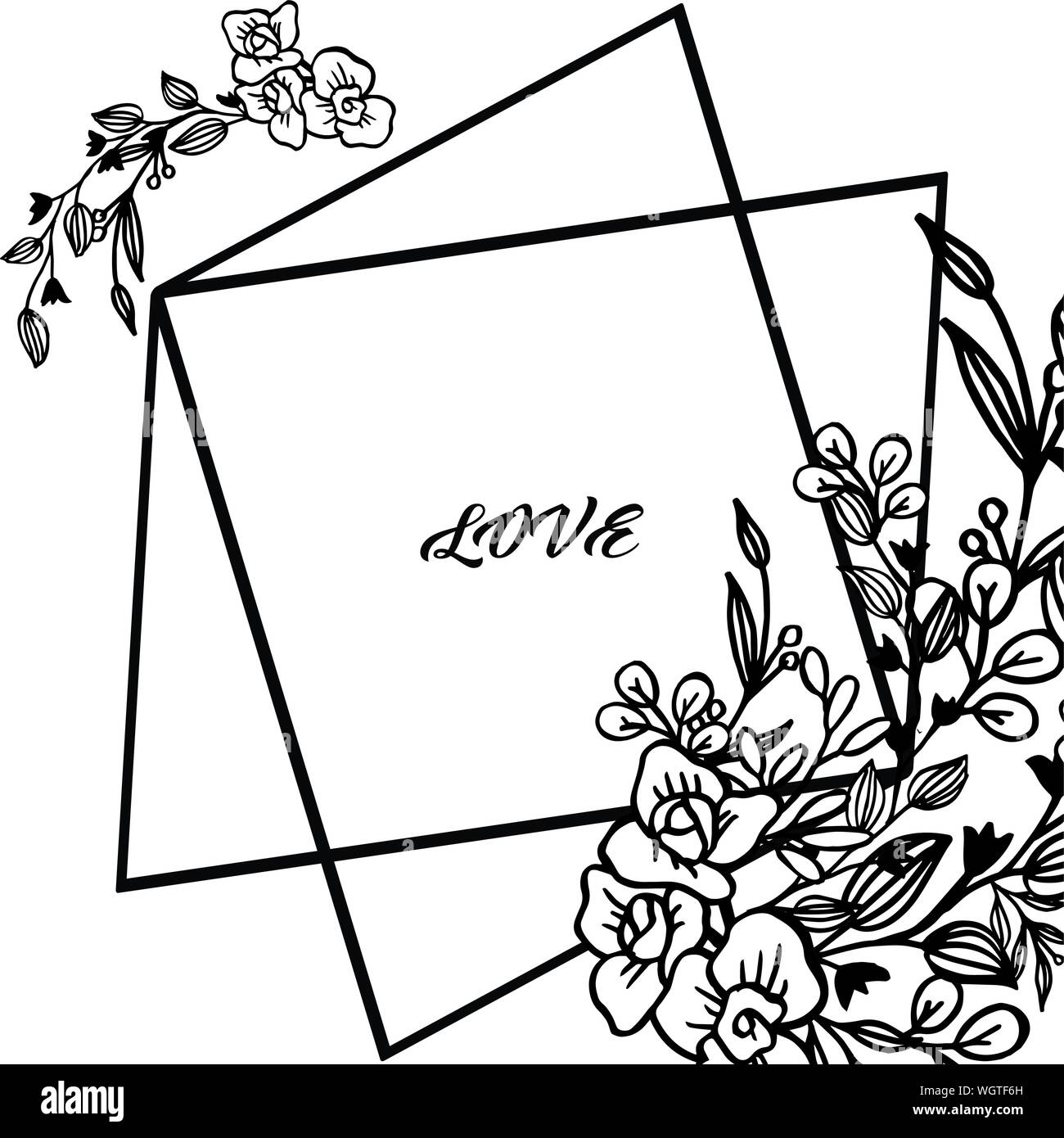Wallpaper einzigartige Blatt Blume Rahmen, auf weißem Hintergrund isoliert, für farbkühlsystem verschiedener Karte Liebe. Vektor Stock Vektor