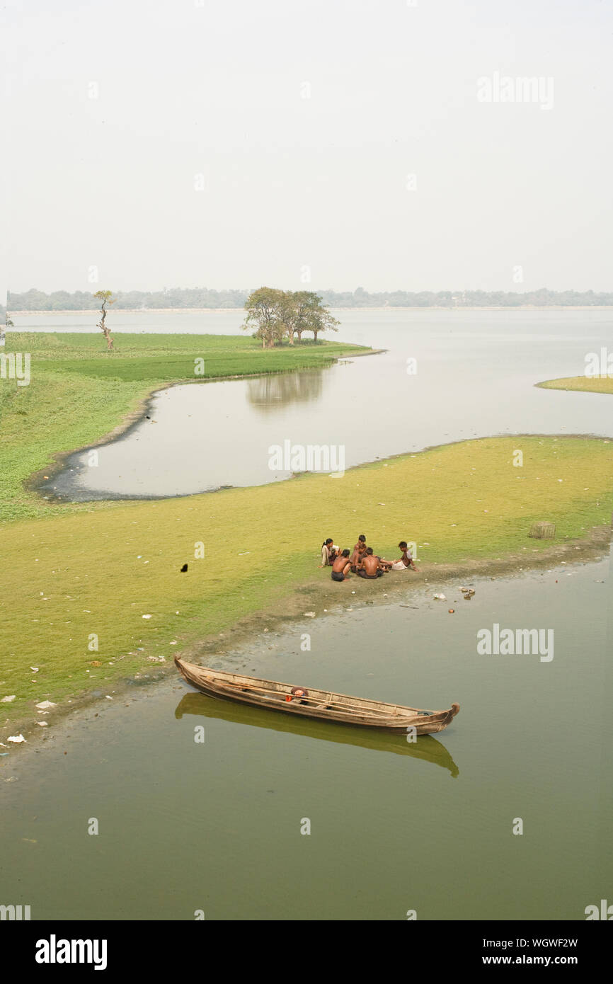 U-Bein Brücke, Myanmar, Birma Stockfoto