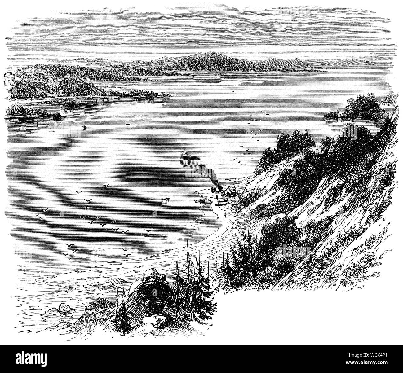 C 1876 Gravur von Long Island und Staten Island, wie sie in früheren Zeiten erschienen wäre. Stockfoto