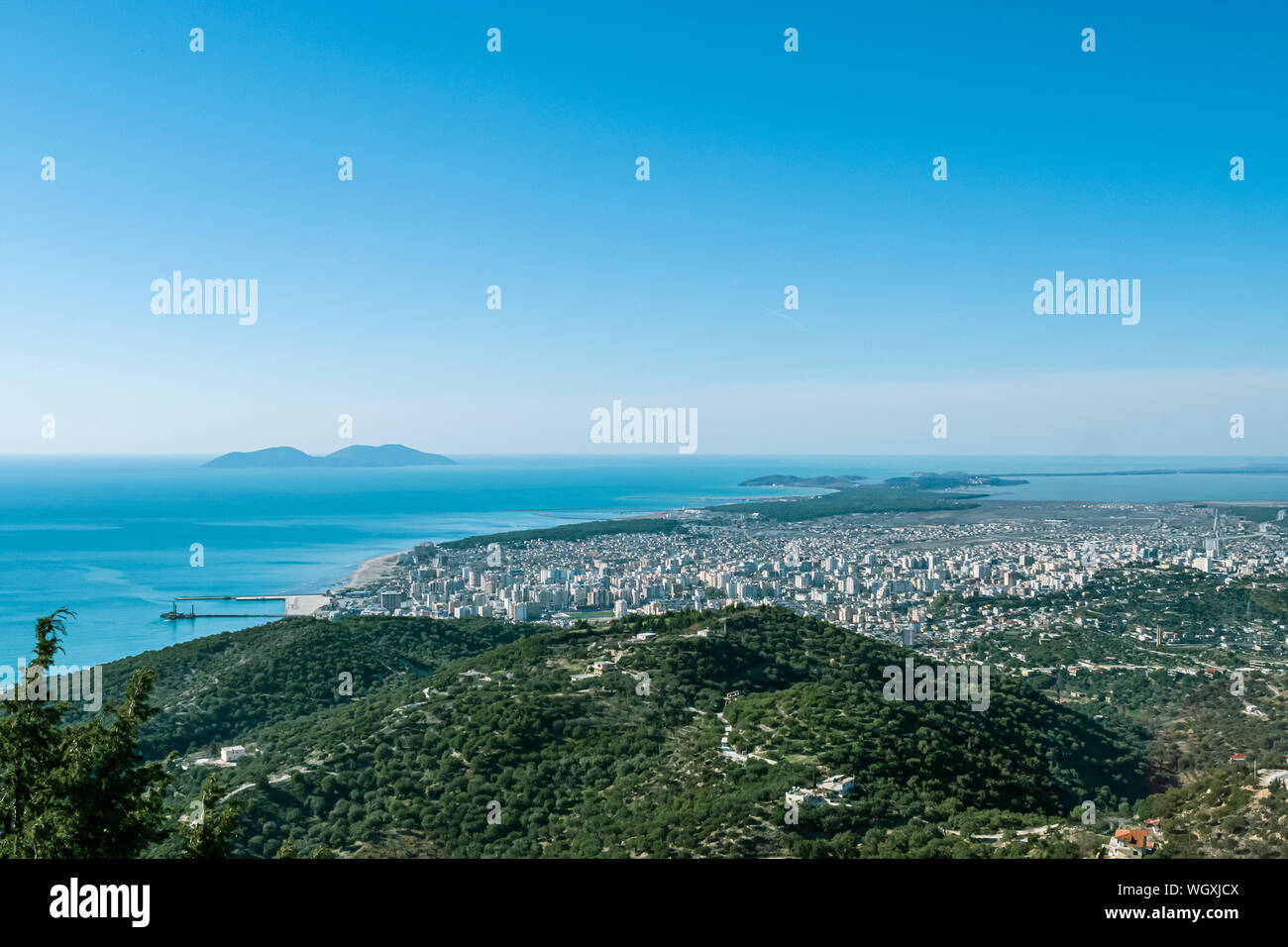 Luftaufnahme der Stadt Vlore, Albanien Stockfoto