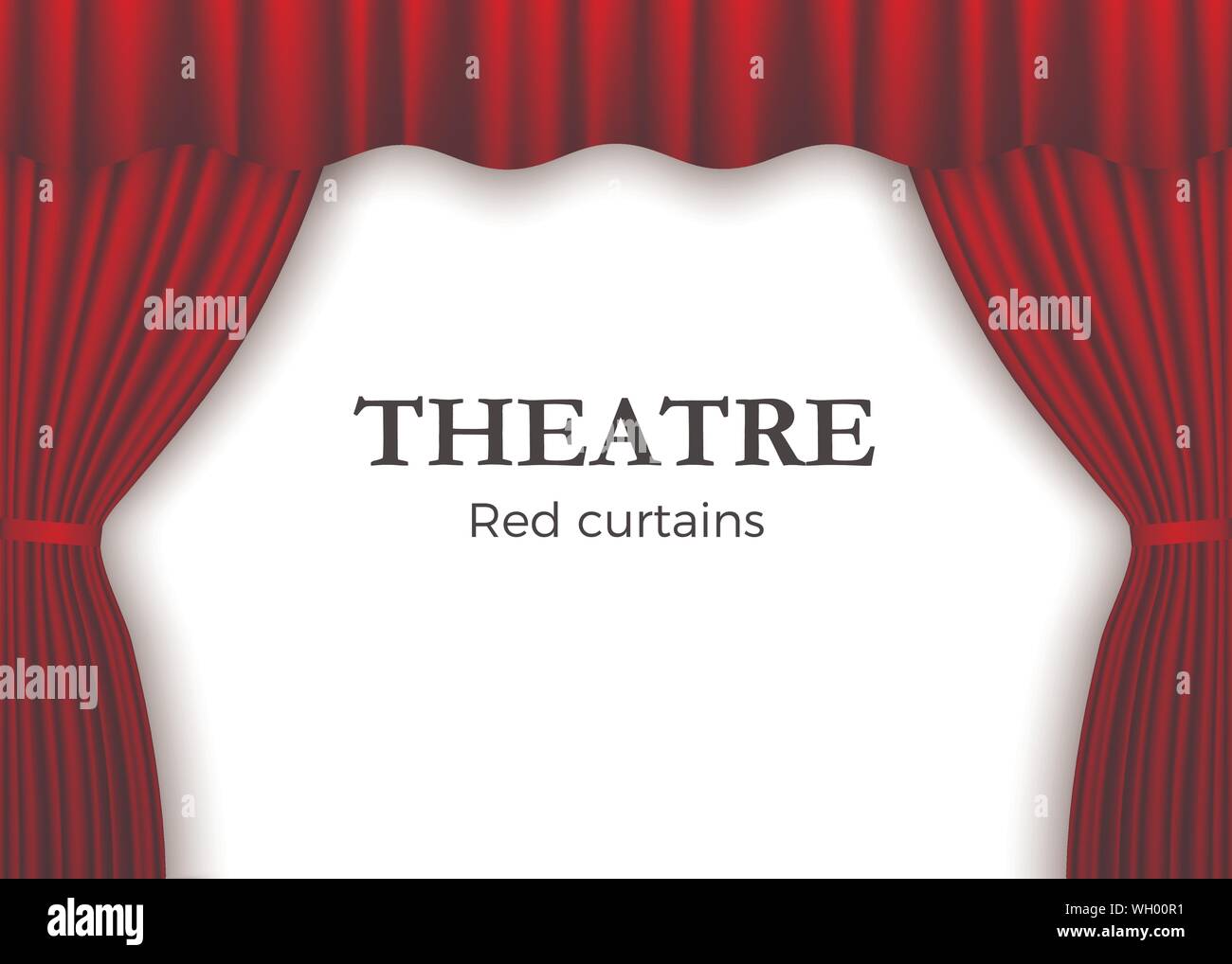 Öffnen roten Theatervorhang. Hintergrund für Banner oder Poster. Vector Illustration auf weißem Hintergrund Stock Vektor