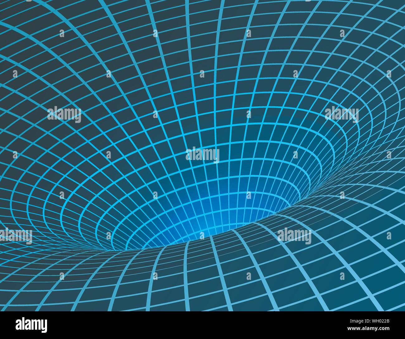 Wurmloch. Singularität und Event Horizon - warp Raum und Zeit. Digitale Visualisierung von Schwarzen Loch. Vector Illustration Stock Vektor