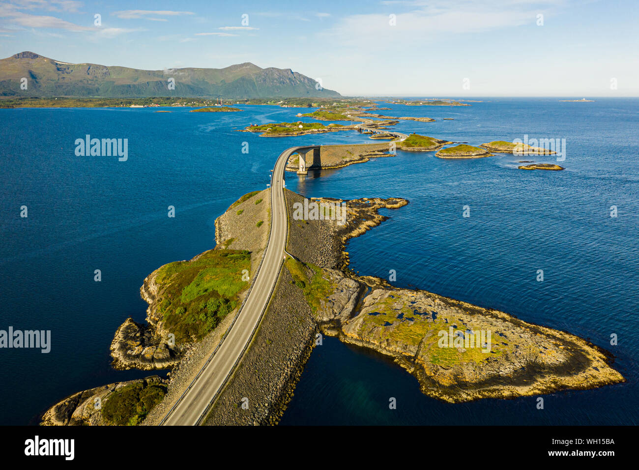Luftaufnahmen des Atlantik Straße in Norwegen Stockfoto