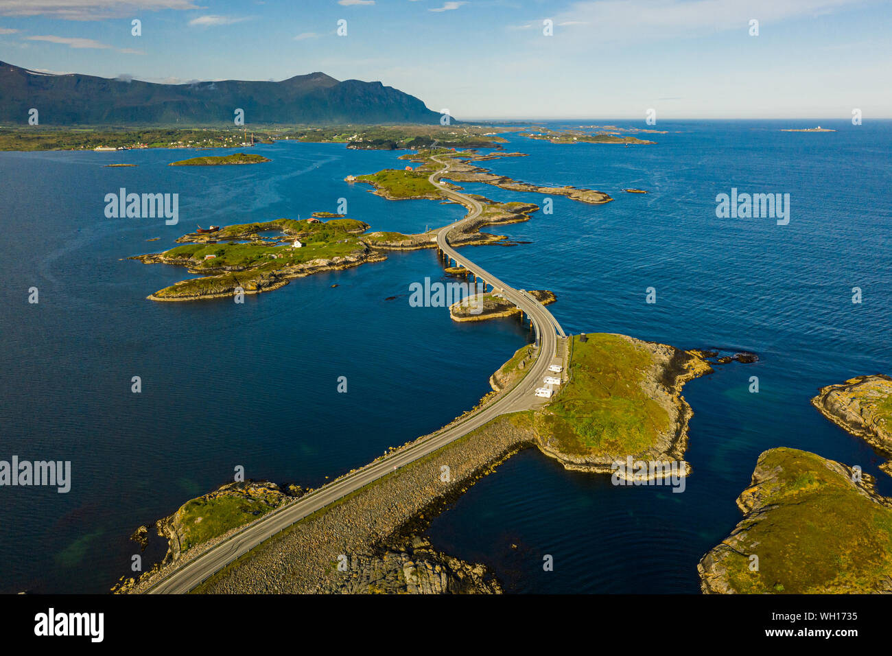 Luftaufnahmen des Atlantik Straße in Norwegen Stockfoto