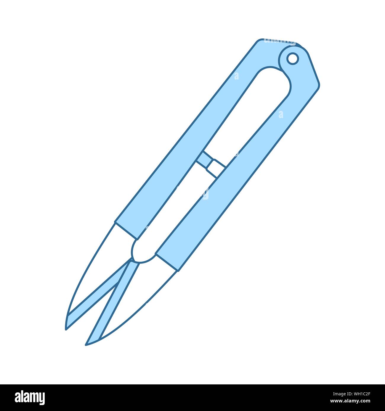 Naht Ripper-symbol. Dünne Linie mit blauer Füllung Design. Vector Illustration. Stock Vektor