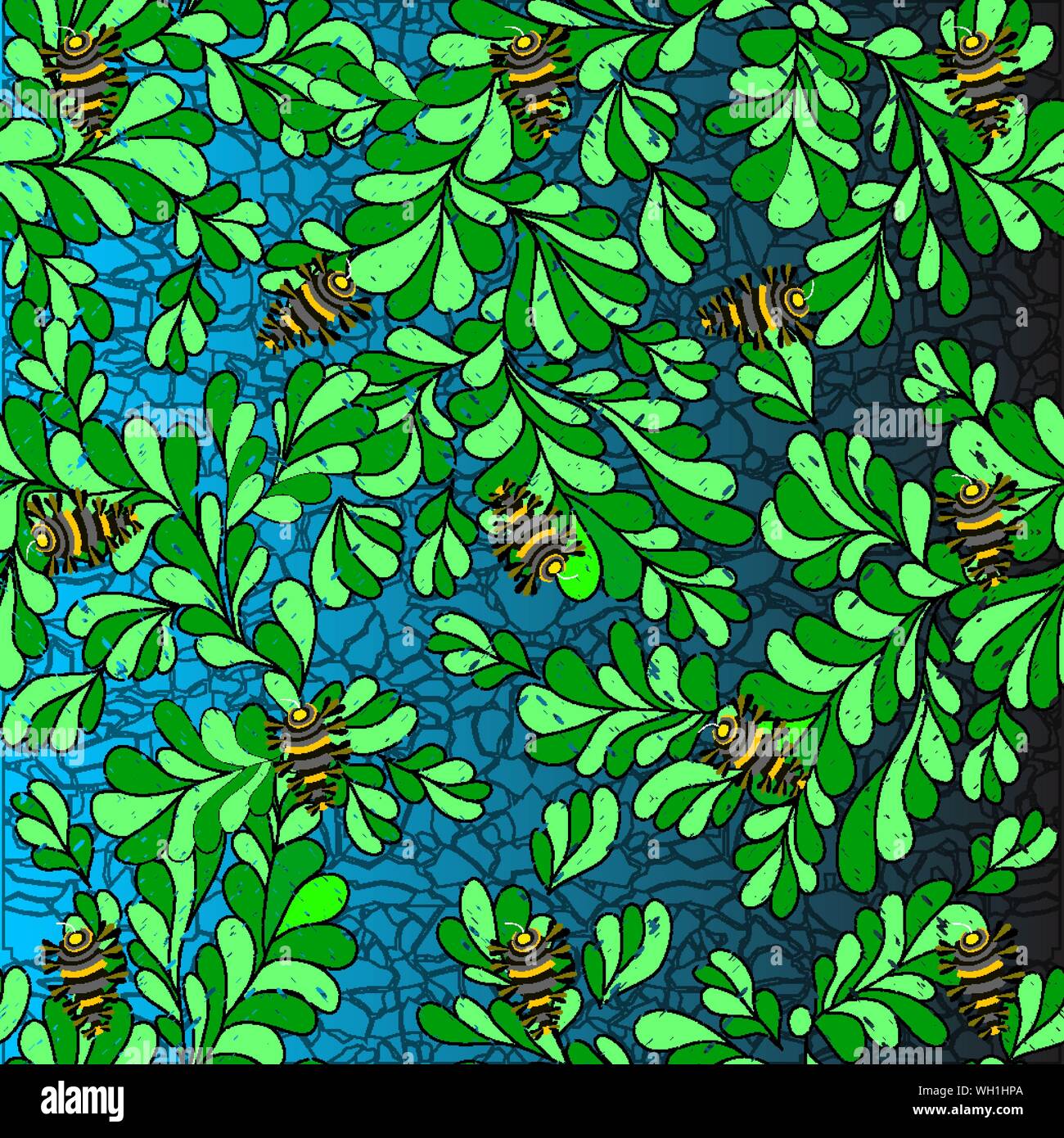 Bugs auf die Blätter Vektor-illustration Hintergrundbild Stock Vektor