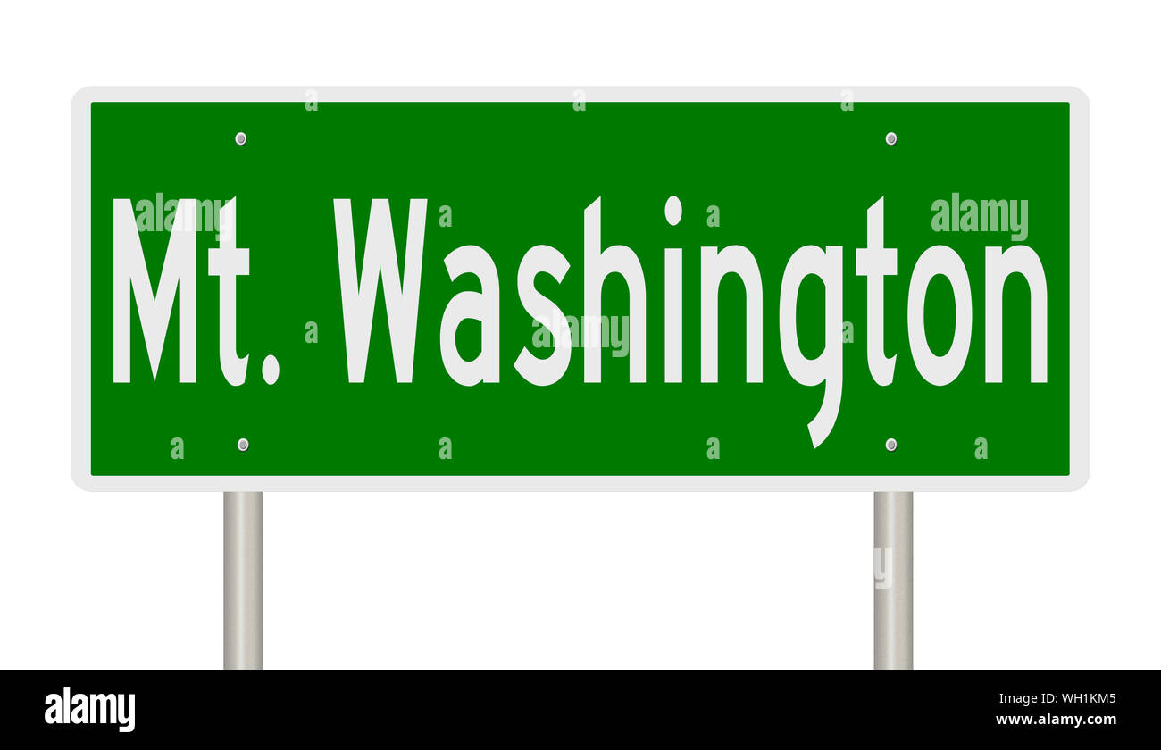 Rendering von einem grünen Hinweisschild für Mt. Washington Stockfoto