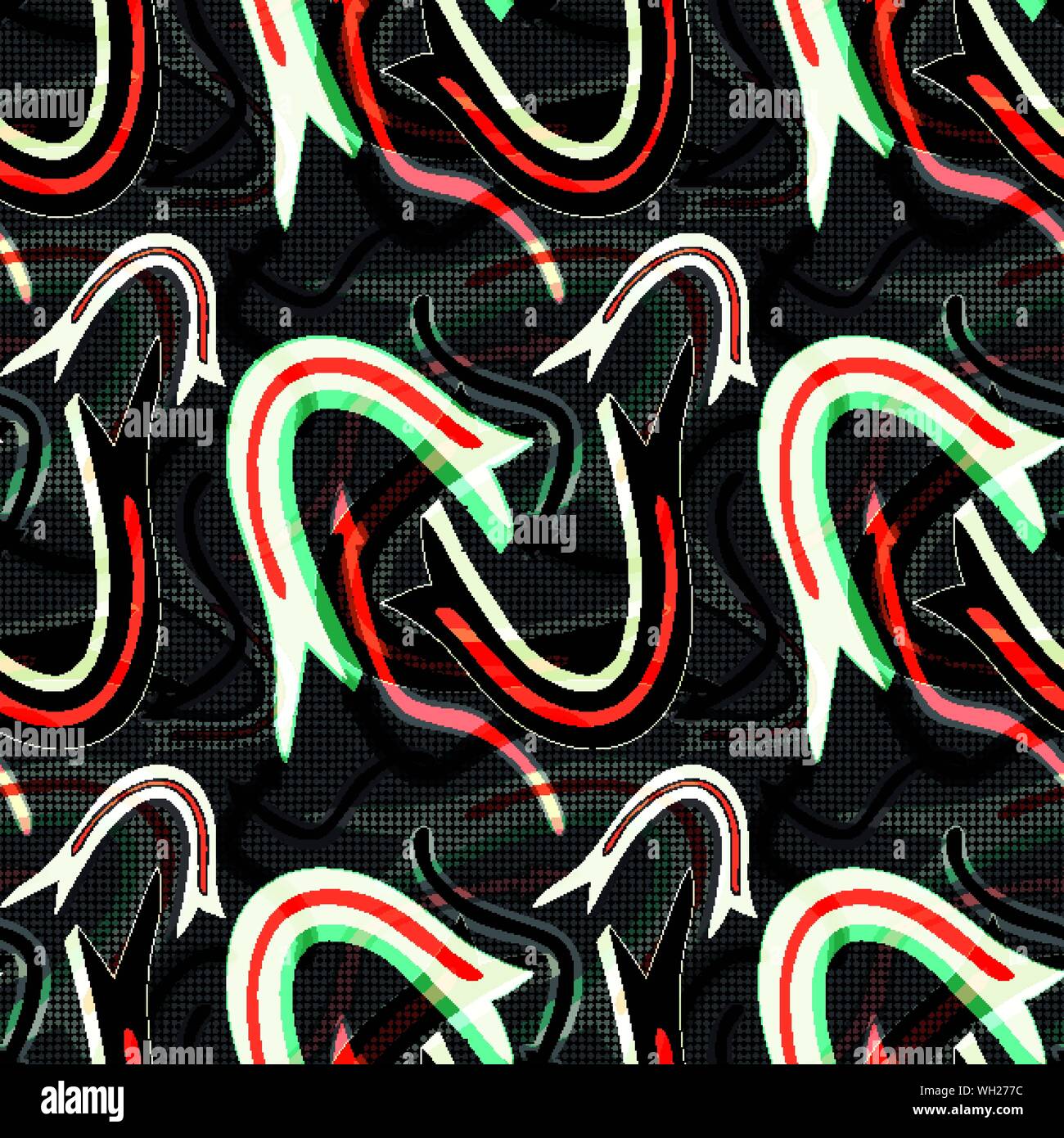 Linien und Pfeile auf einem schwarzen Hintergrund Graffiti nahtlose Hintergrund Stock Vektor