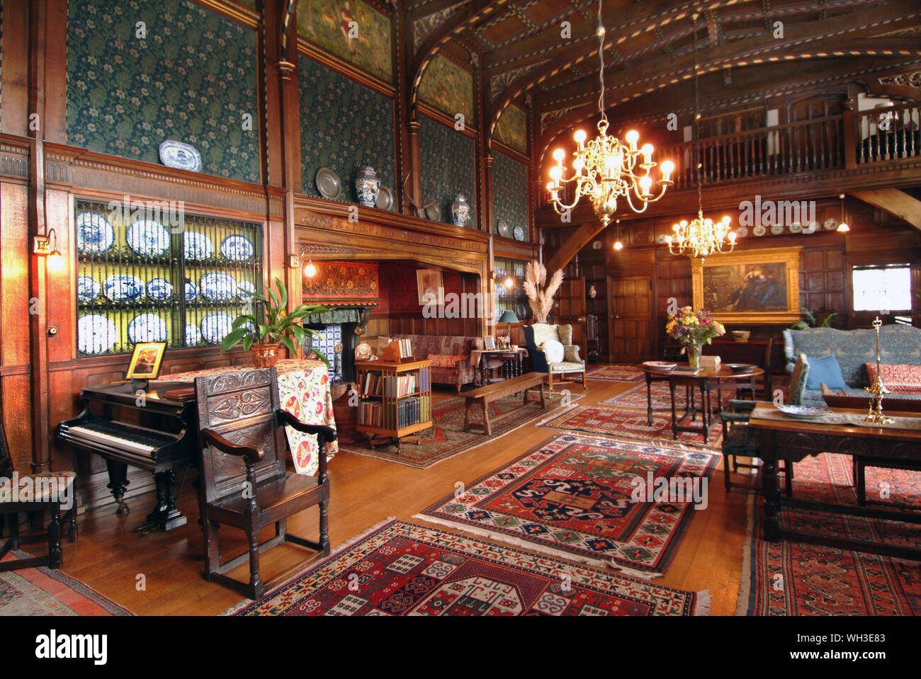 Wightwick Manor, einem viktorianischen Haus in der Kunst & Kunsthandwerk Stil, formal von Geoffrey Mander MP besessen. Stockfoto