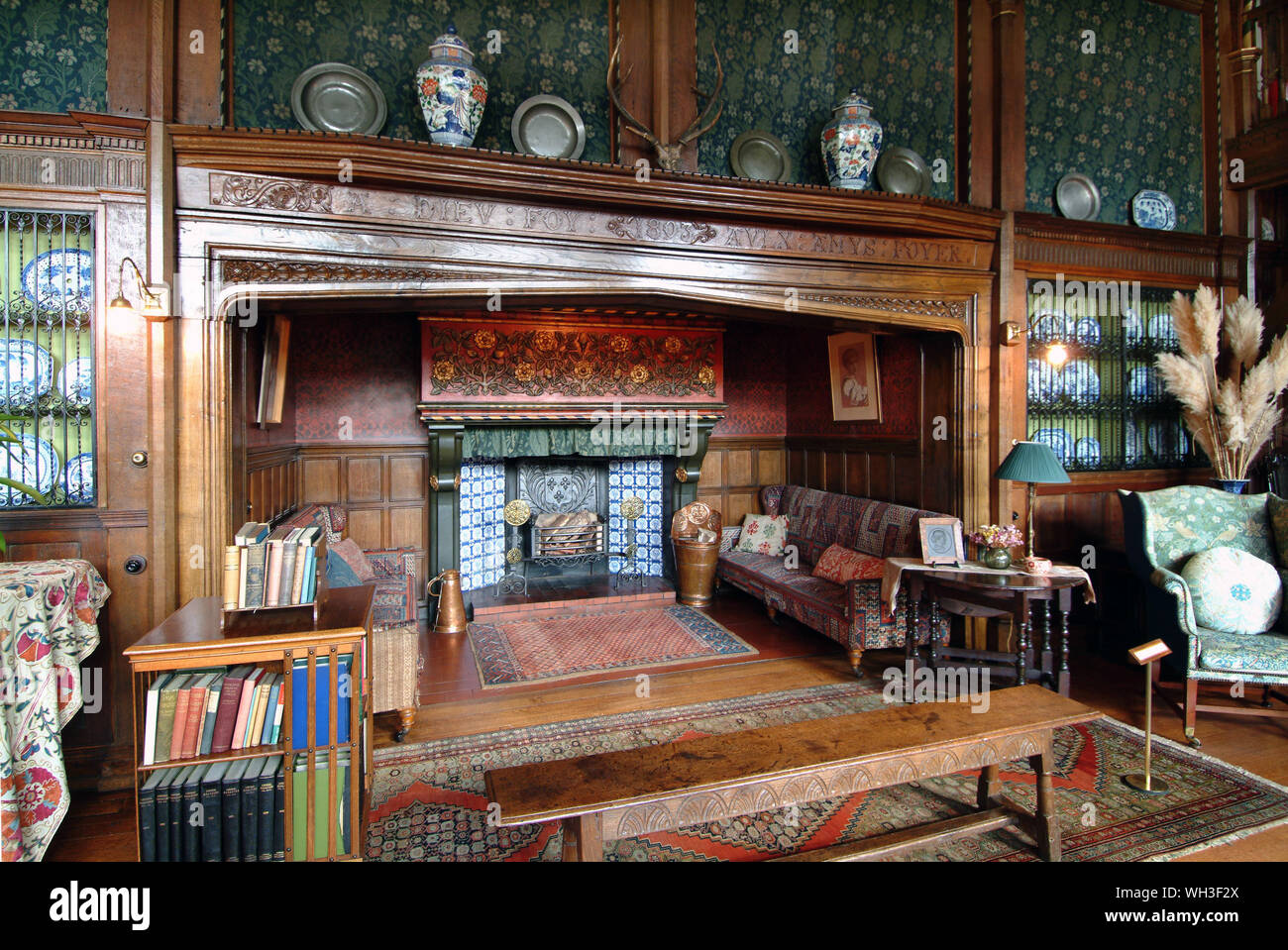 Wightwick Manor, einem viktorianischen Haus in der Kunst & Kunsthandwerk Stil, formal von Geoffrey Mander MP besessen. Stockfoto