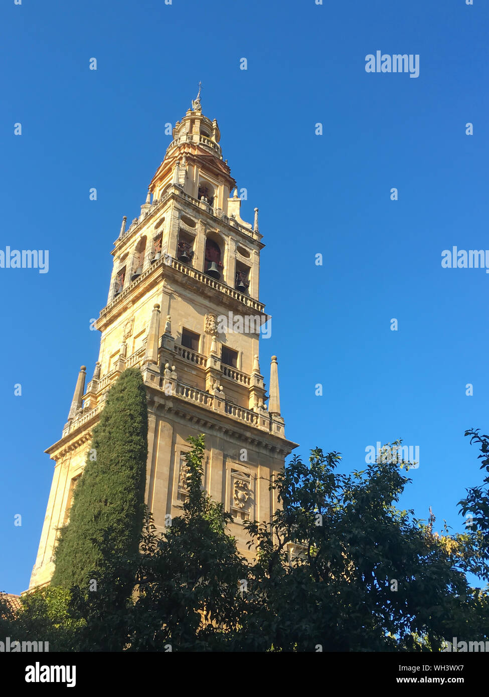 Glockenturm der Kathedrale Große Moschee von Cordoba, Andalusien, Spanien Stockfoto