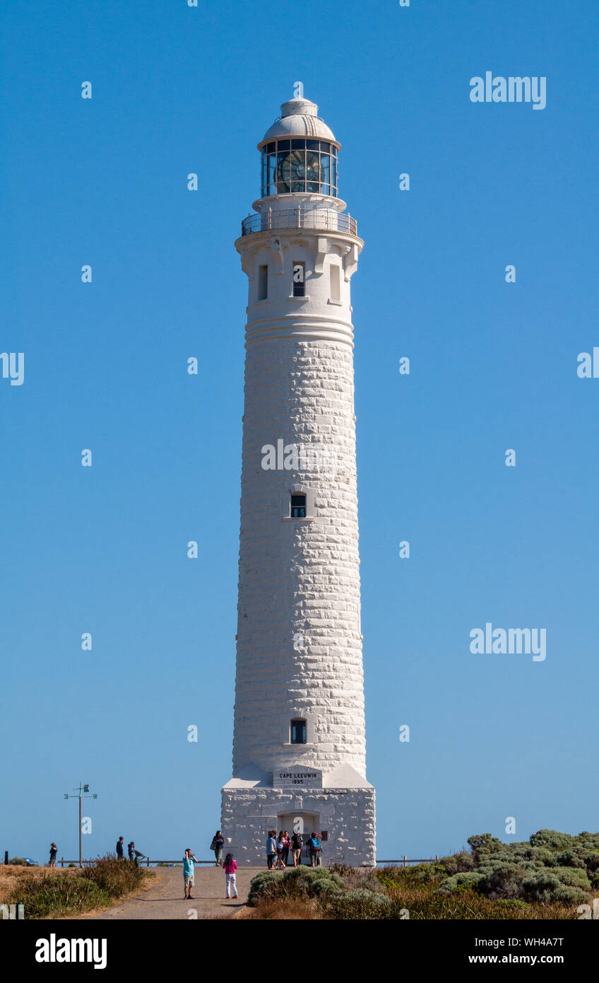 Die historischen Cape Leeuwin Leuchtturm an der südwestlichsten Punkt des Kontinents - Augusta, WA, Australien Stockfoto
