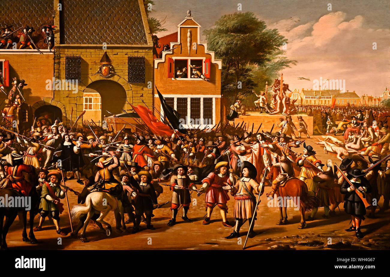 Den Haag, Niederlande - 2019.08.07: die Ermordung von Johan und Cornelis de Witt in Den Haag 1672 (ca 1672 Gemälde von Pieter frits an haags historisch mu Stockfoto