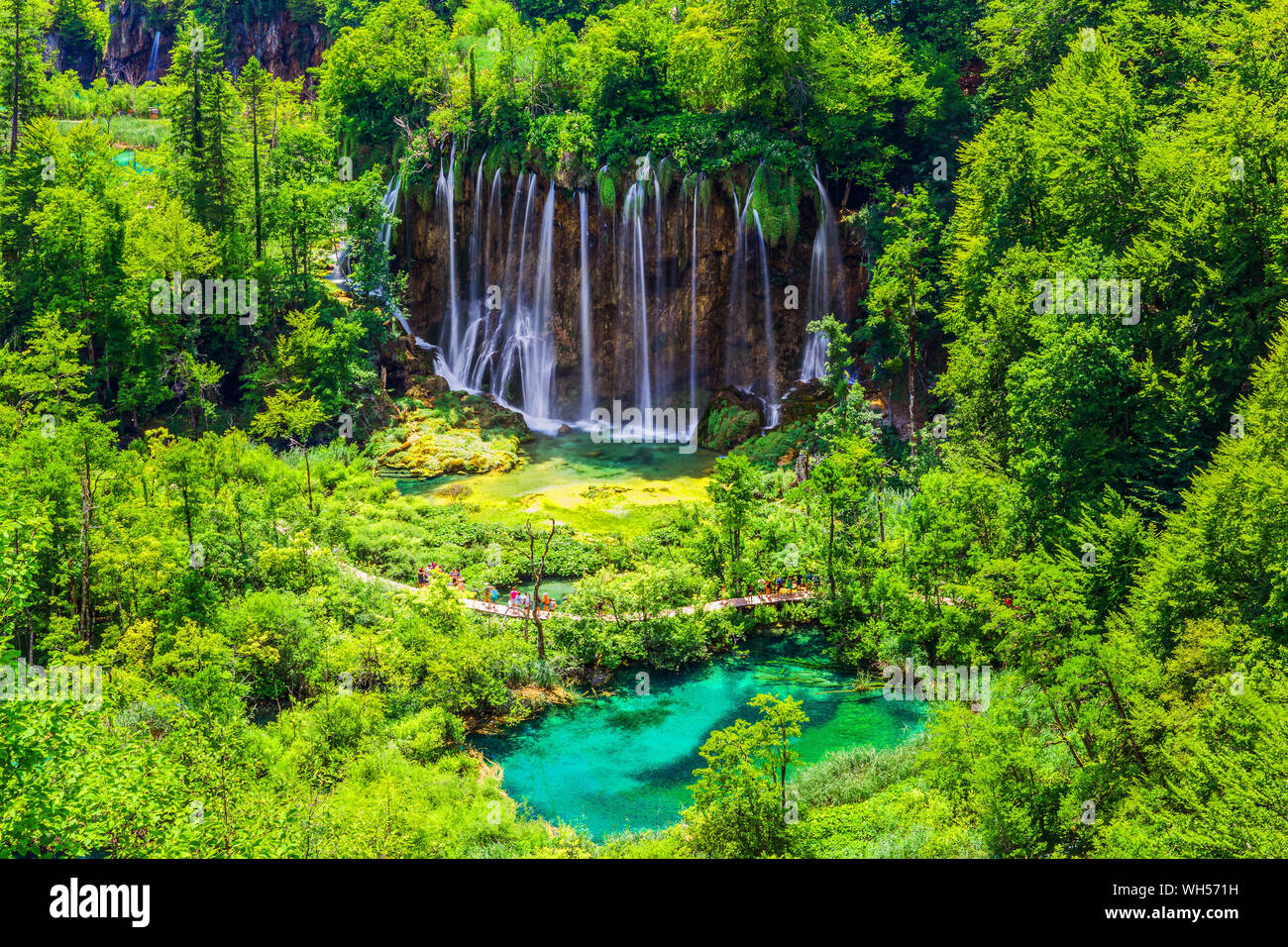 Plitvicer Seen, Kroatien. Wasserfälle des Nationalparks Plitvicer Seen. Stockfoto