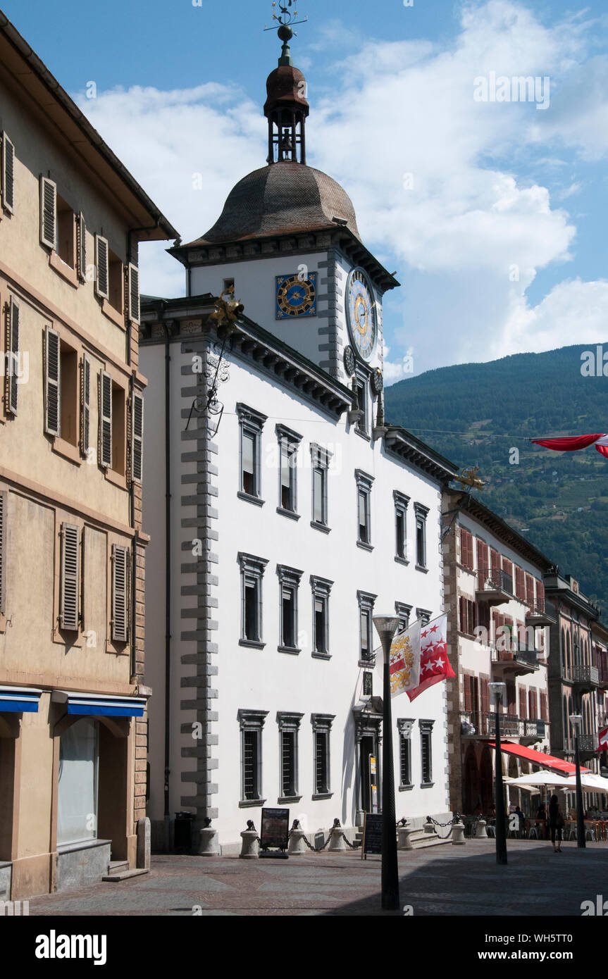 Hotel de Ville in der Rue du Grand-Pont, Sion, Wallis Stockfoto