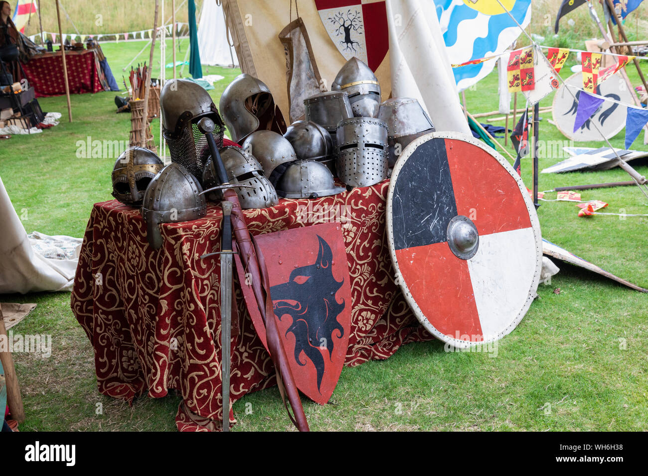 Bowlore mittelalterliche Ausstellung im Bishops Palace, Wells, Somerset, England, Großbritannien Stockfoto