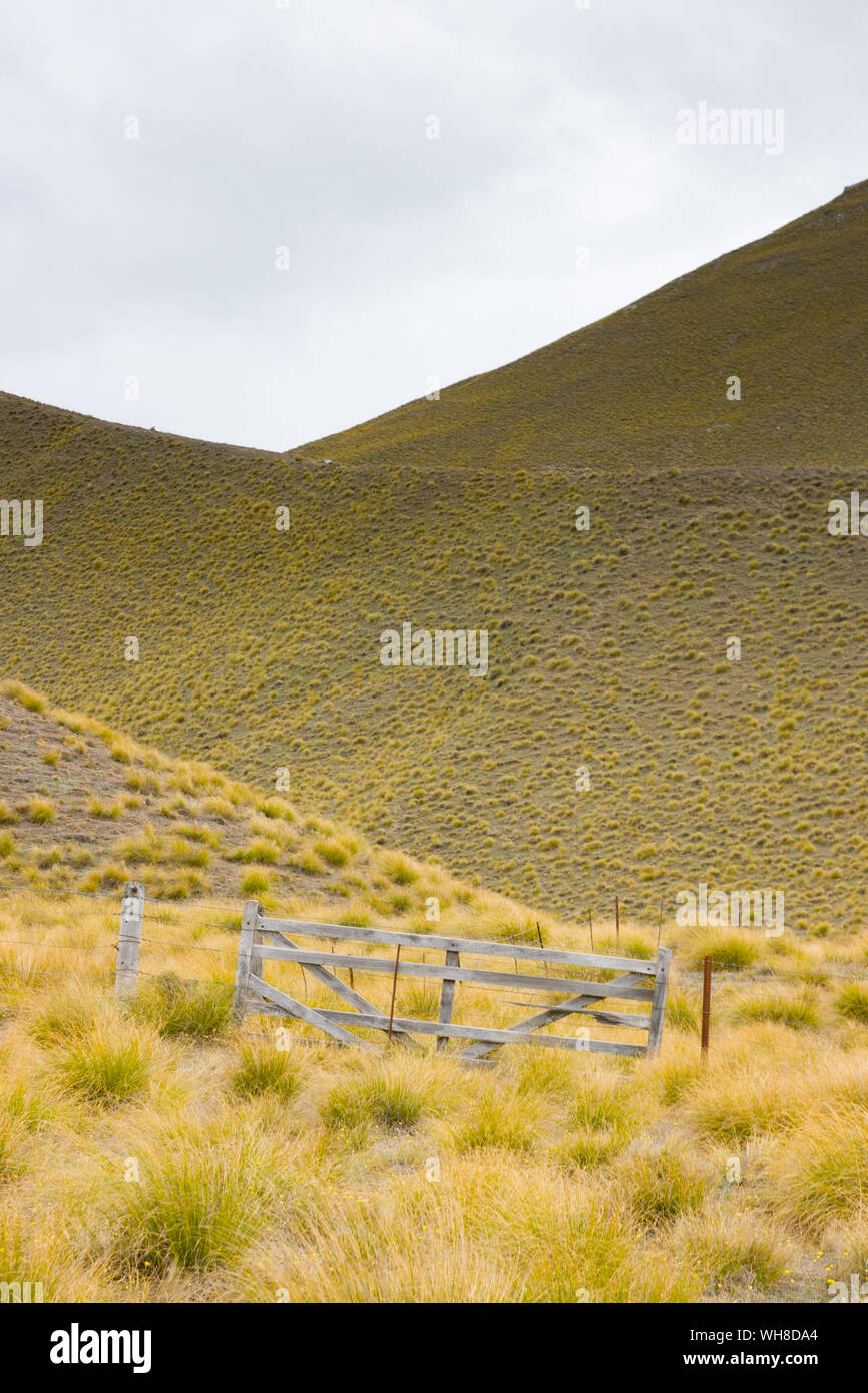 Die berühmten Lindis Pass in Central Otago auf der Südinsel Neuseelands Stockfoto