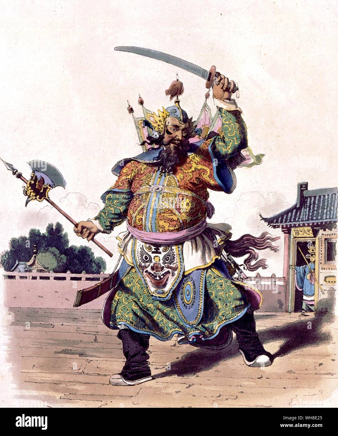 Eine chinesische Schauspieler. Das Kostüm von China. Am 13. August 1801, W. Alexander. Die orientalischen Abenteuer von Timothy Severin, Seite 165. Stockfoto