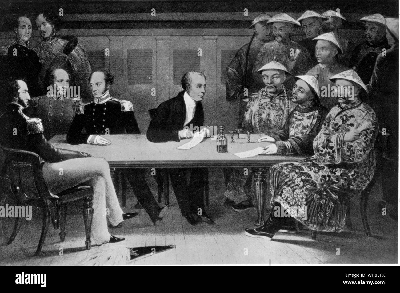Chusan Konferenz 1840 Vom Chater Sammlung. Chusan wurde durch die Japaner während der Ming-dynastie besetzt und wurde von der britischen Streitkräfte in den Jahren 1840 und 1841 getroffen, und behielt bis 1846. Stockfoto