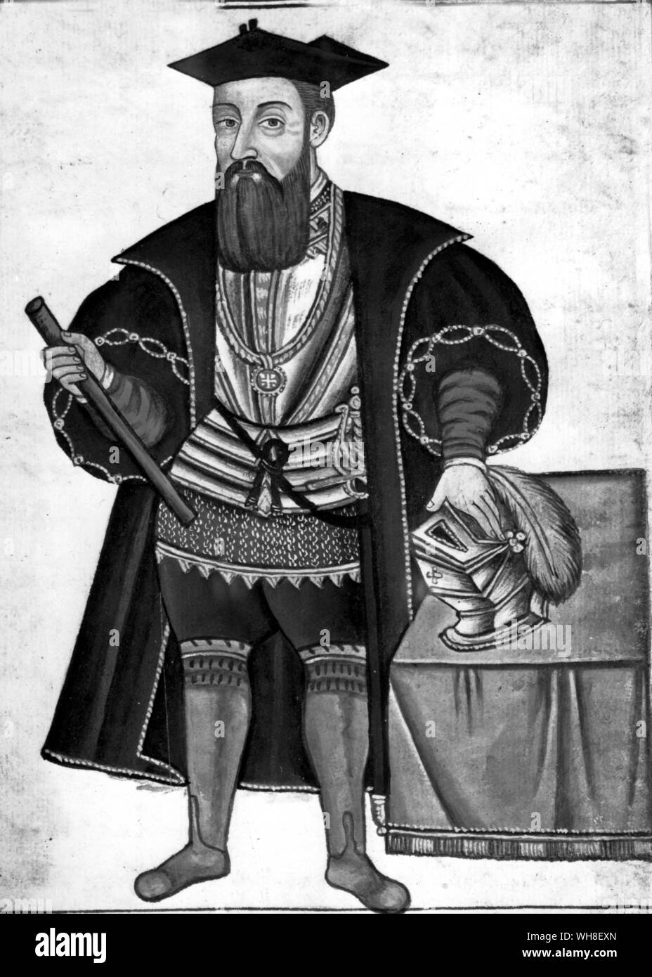 Vasco da Gama (1469-1524). Portugiesische Seefahrer, die eine Expedition 1497 befahl die Route nach Indien zu entdecken, um das Kap der Guten Hoffnung im heutigen Südafrika. Die Öffnung der Welt von David göttliche, Seite 165.. . . Stockfoto