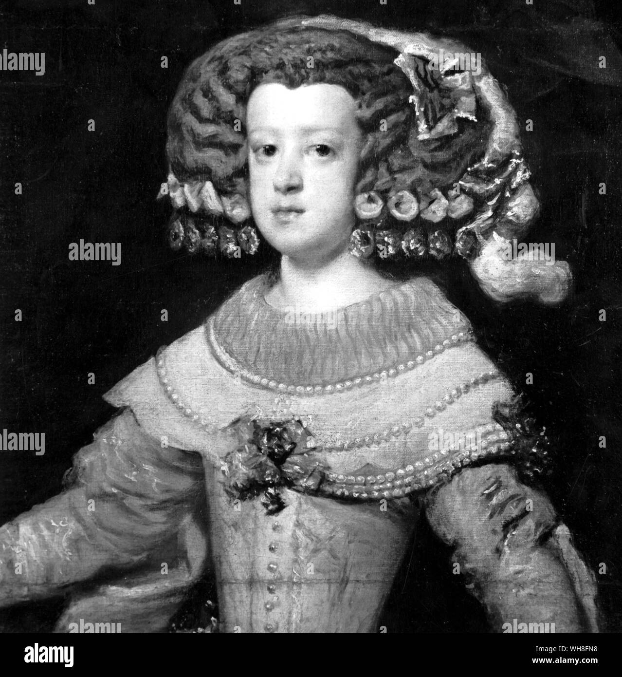 Marie Therese als Infantin von Diego Velázquez, (1599-1660) Spanischer Barock Maler. Maria Theresia von Spanien (Französisch: Marie Thérèse) (1638-1683), Königin von Frankreich als Frau von Ludwig XIV. von Frankreich, wurde an der Escorial geboren als Tochter von Philipp IV. von Spanien und der Elisabeth von Frankreich (1602-1644). . . . . . . Stockfoto