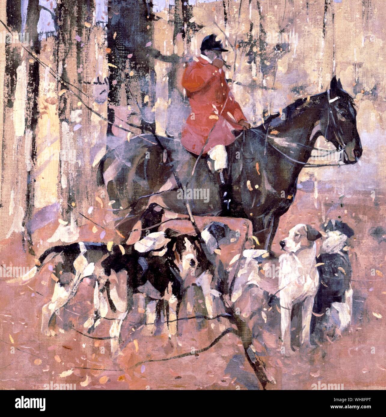 Der Jäger von Joseph Crawhall (1863-1913). Geschichte der Foxhunting von Roger Longrigg.. Stockfoto