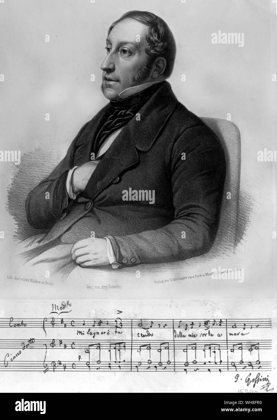 Portrait von Gioacchino Rossini, (1792-1868), Italienischer Komponist. Auf Flügeln des Gesangs von Wilfred stumpfen Seite 61.. . Stockfoto