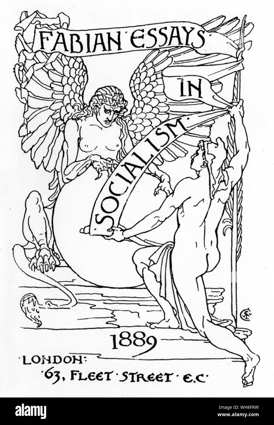 Cover Design für Fabian Essays, 1889, von Walter Crane (1845-1915). George Bernard Shaw (1856-1950) war ein bekannter Sozialist, nahm eine führende Rolle in der Fabian Society. Der Genius der Shaw Seite 117. Stockfoto