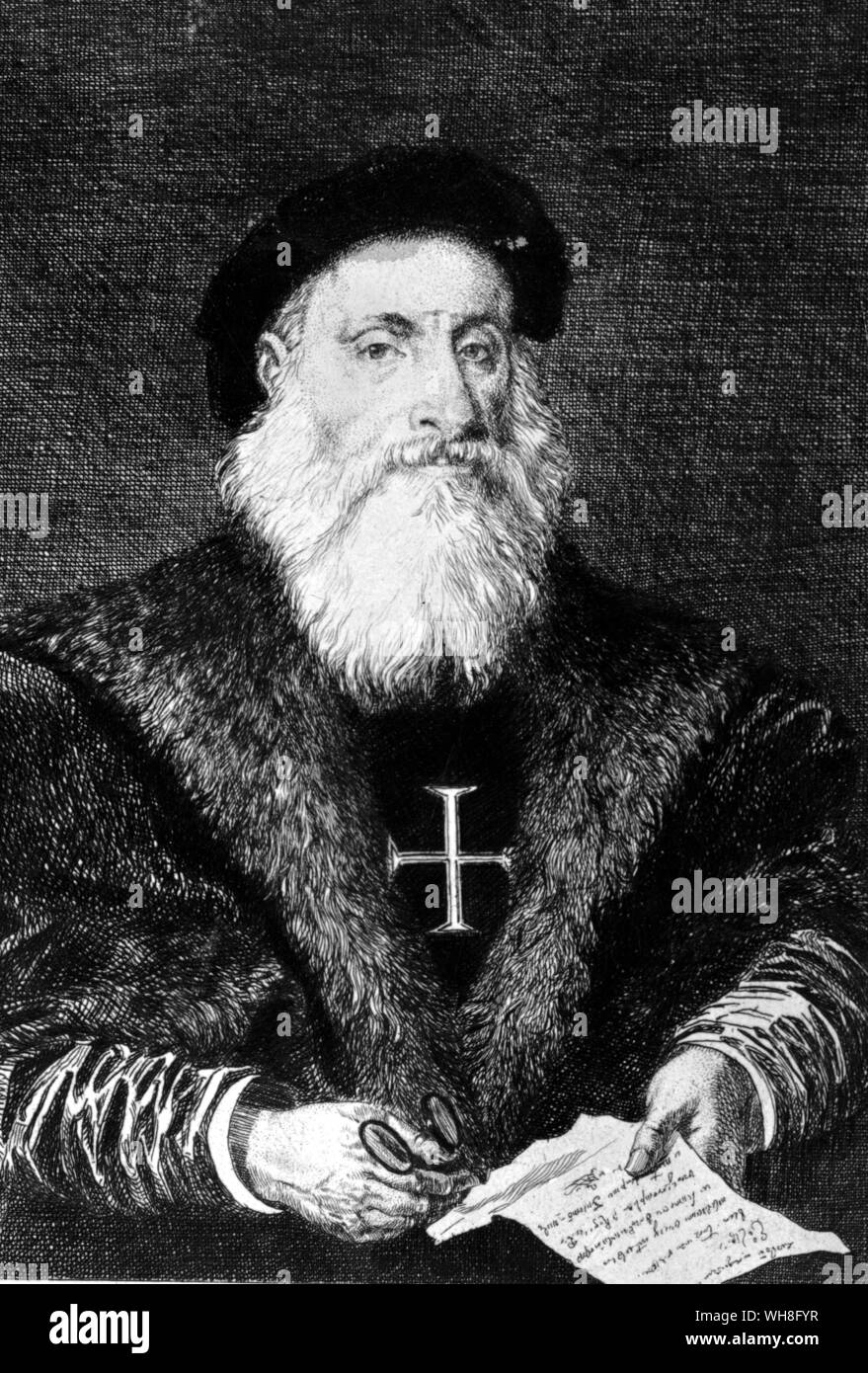 Vasco da Gama (1469-1524) war ein portugiesischer Seefahrer und Entdecker, einer der erfolgreichsten in der Europäischen Zeitalter der Entdeckungen, und die erste Person, die direkt von Europa bis nach Indien segeln. Im Jahr 1498 machte er die erste Reise von Westeuropa rund um Afrika im Osten. . . . . Stockfoto