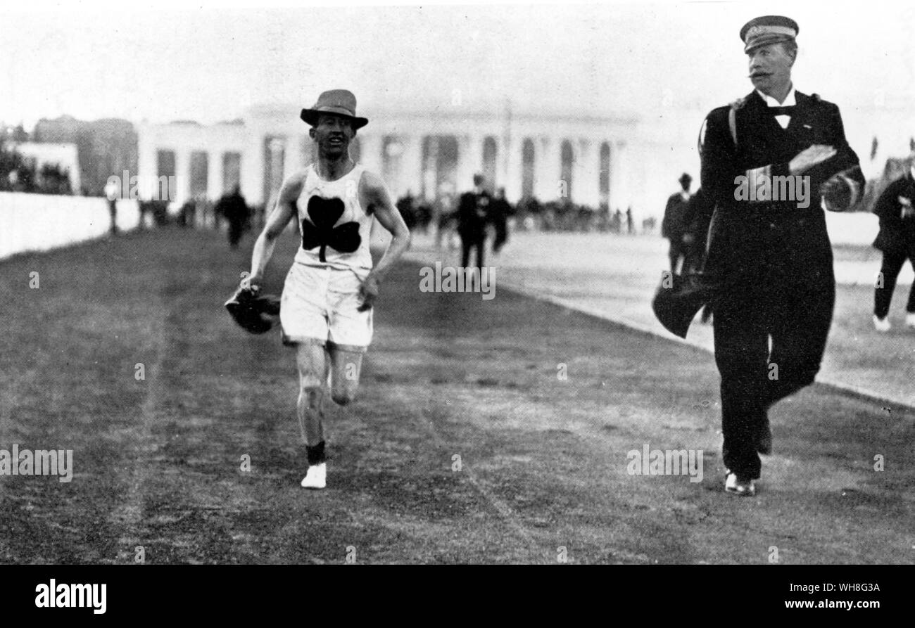 Gewann den Marathon mit Prinz Georg von Griechenland, 1906 Olympische Spiele. Stockfoto