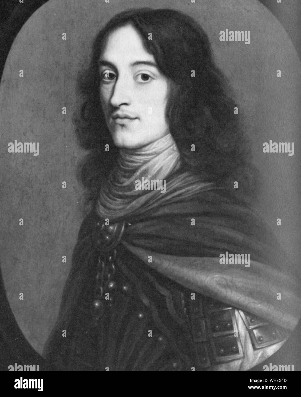 Portrait von Prince Rupert (1619-1682). Royalist Commander im Englischen Bürgerkrieg. Sohn von Friedrich V., König von Böhmen, und Elisabeth Stuart, der Tochter von James I und der Neffe von König Karl I. von England. Dieser Krieg ohne einen Feind von Richard Ollard, Seite 68. Stockfoto