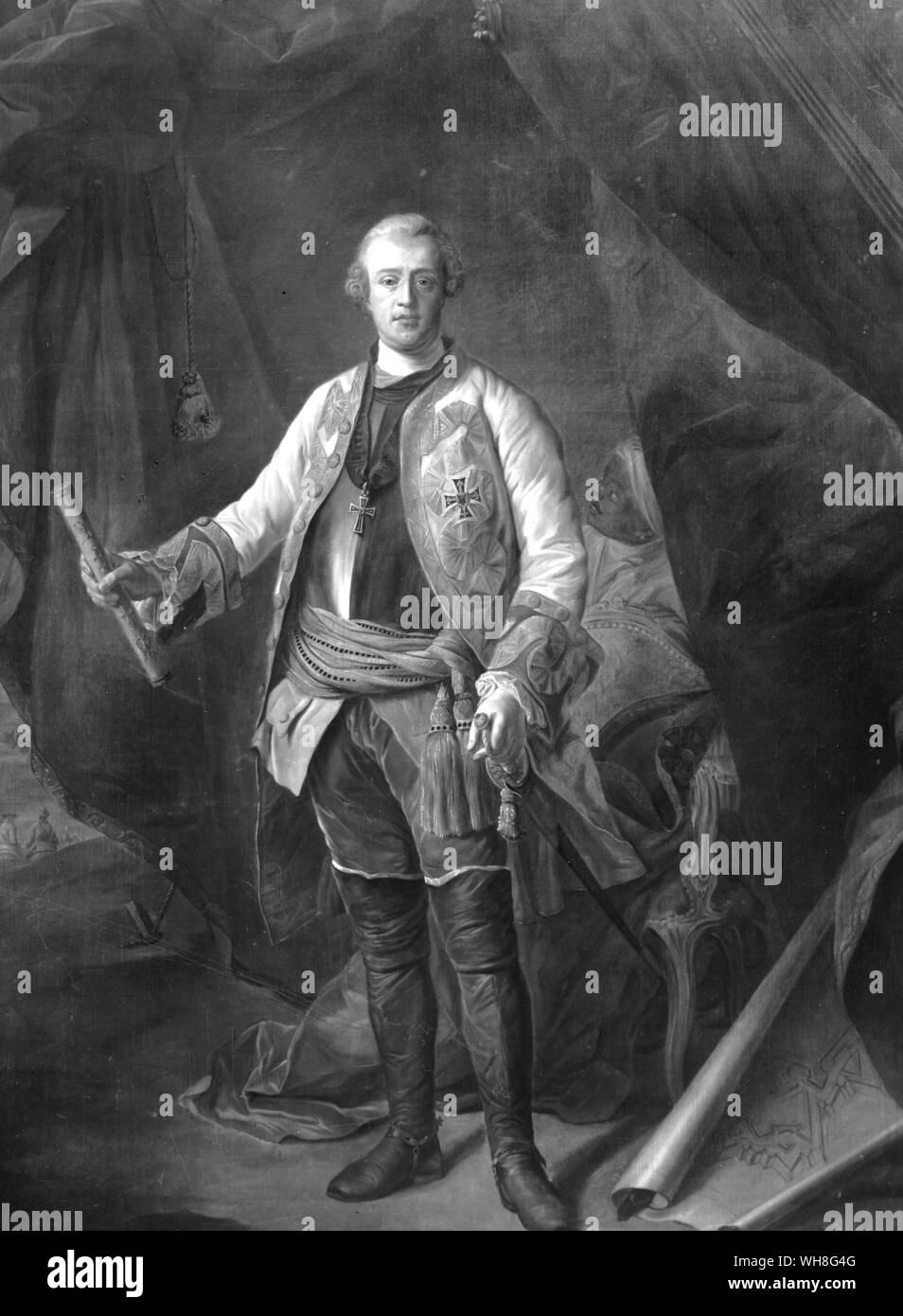 Fürst Karl Alexander von Lothringen (1712-1780), dem Sohn von Leopold Joseph, Herzog von Lothringen. Im österreichischen Erbfolgekrieg, war er einer der wichtigsten österreichischen militärischen Befehlshaber, und wurde vor allem durch seine Niederlage von Friedrich dem Großen in der Schlacht bei Chotusitz, 1742 kämpften, und die Schlacht von Hohenfriedberg 1745. Er war auch von Maurice de Saxe in der Schlacht von Raucoux im Jahre 1746 besiegt. Friedrich der Große von Nancy Mitford, Seite 111.. . . Stockfoto