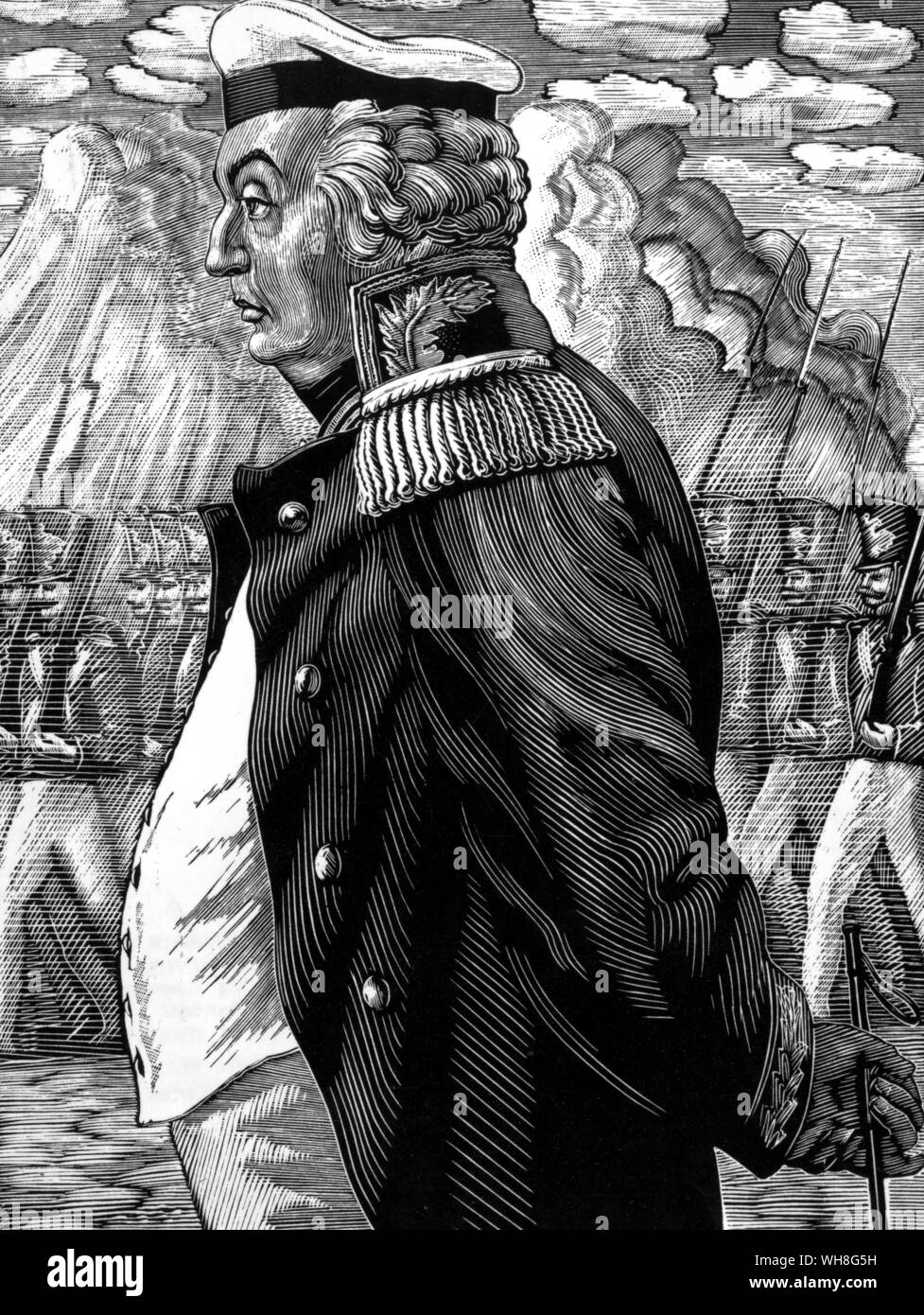 Allgemeine Kutuzov (1745-1813) lehnte es ab, den Feind zu engagieren und Alexander war ich sehr irritiert. Prinz Michail Illarionovich Golenishchev-Kutuzov war die russische Feldmarschall gutgeschrieben sein Land speichern von Napoleons Invasion.. . . . . . Stockfoto
