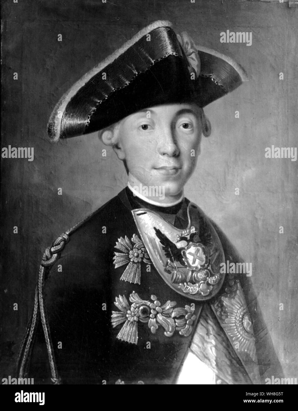 Portrait von Großherzog Peter Fedorovich (1728-1762), Peter III., Kaiser von Rußland, 1762. Großherzog Peter III die meisten seiner Zeit spielen mit seinem Spielzeug Soldaten. Er einst Gericht Kriegsgericht und eine Ratte, die gegessen hatten, zwei seiner Wachen gehängt. Die romanows durch Virginia Cowles, Seite 71. Stockfoto