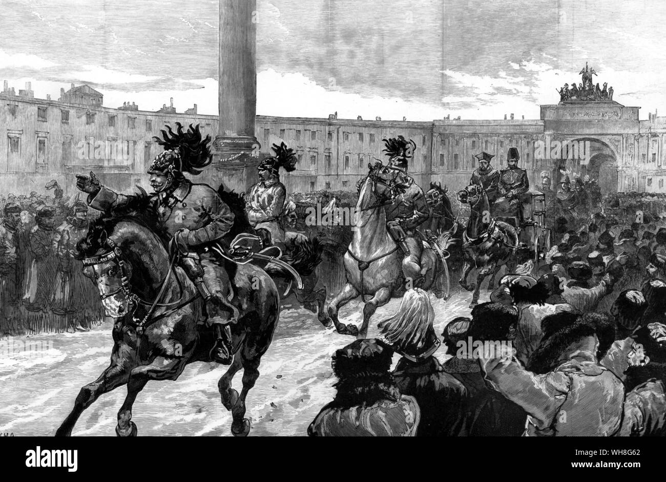 Ankunft des neuen Kaiser und Kaiserin von Russland im Winterpalast, St. Petersburg, 1881. Alexander III. (1845-1894) regierte als Kaiser von Russland vom 14. März 1881 bis zu seinem Tod im Jahr 1894. . Stockfoto