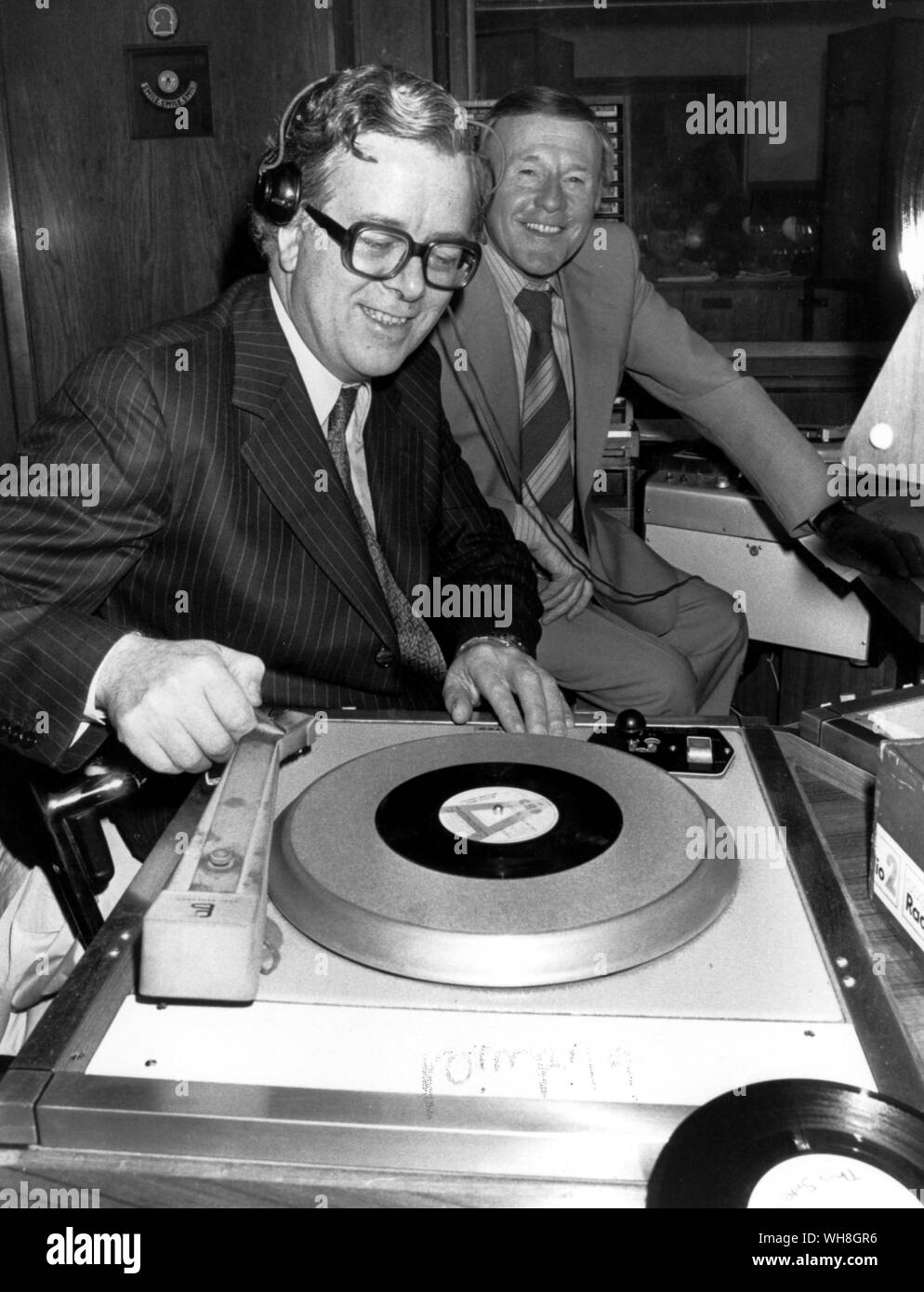 Jimmy Young und Geoffrey Howe 1979. Stockfoto