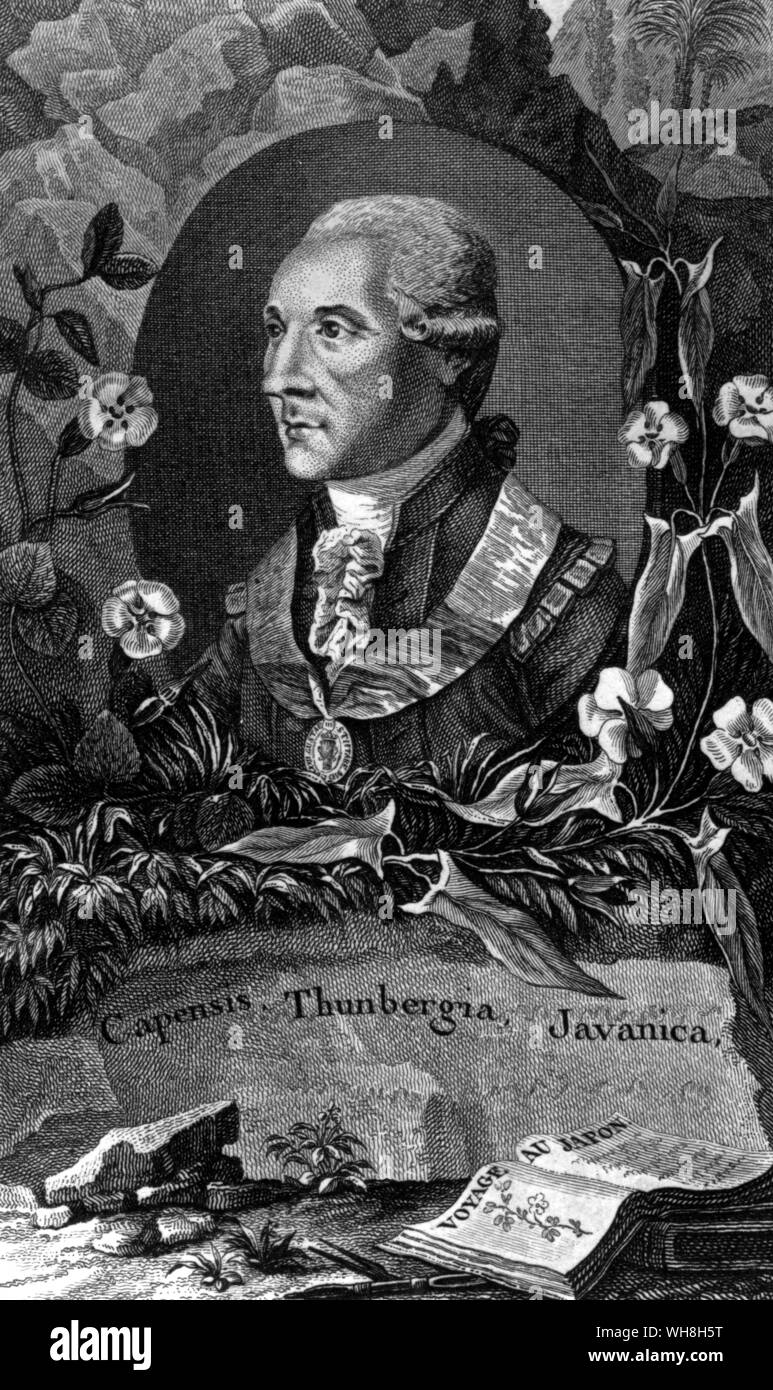 Carl Peter Thunberg (1743-1828) war ein schwedischer Naturforscher. Er ist der Vater der Südafrikanischen Botanik und der japanischen Linnaeus genannt worden. Die African Adventure - eine Geschichte von Afrikas Entdecker von Timothy Severin Seite 165. Stockfoto