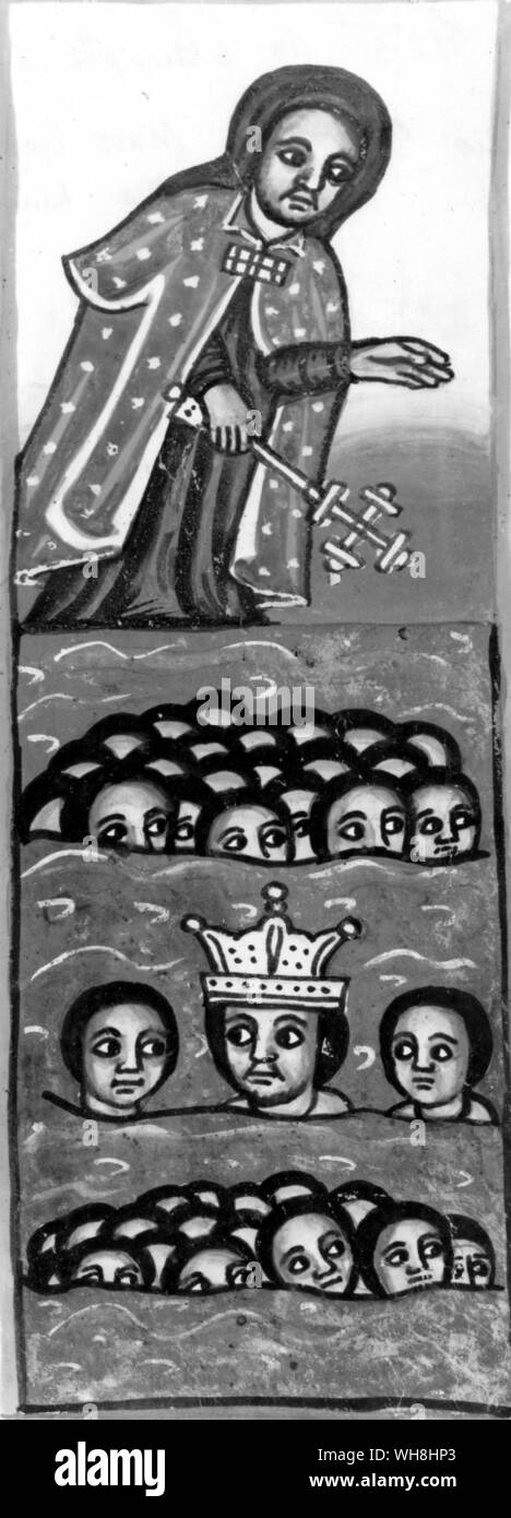 Der Negus und seinen Untertanen, die an einer Messe Taufe ihren Glauben zu bestätigen. Die African Adventure - eine Geschichte von Afrikas Entdecker von Timothy Severin Seite 30. Stockfoto