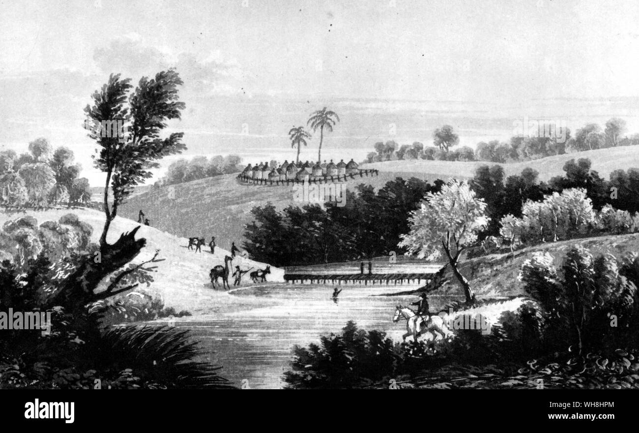 Zuckerrohr Brücke über den Wallia Creek auf Houghtons Route ins Landesinnere. Major Daniel Houghton (1740-1791) wurde von der afrikanische Verband beauftragt, Timbuctoo zu finden. Die African Adventure - eine Geschichte von Afrikas Entdecker von Timothy Severin Seite 84. Stockfoto