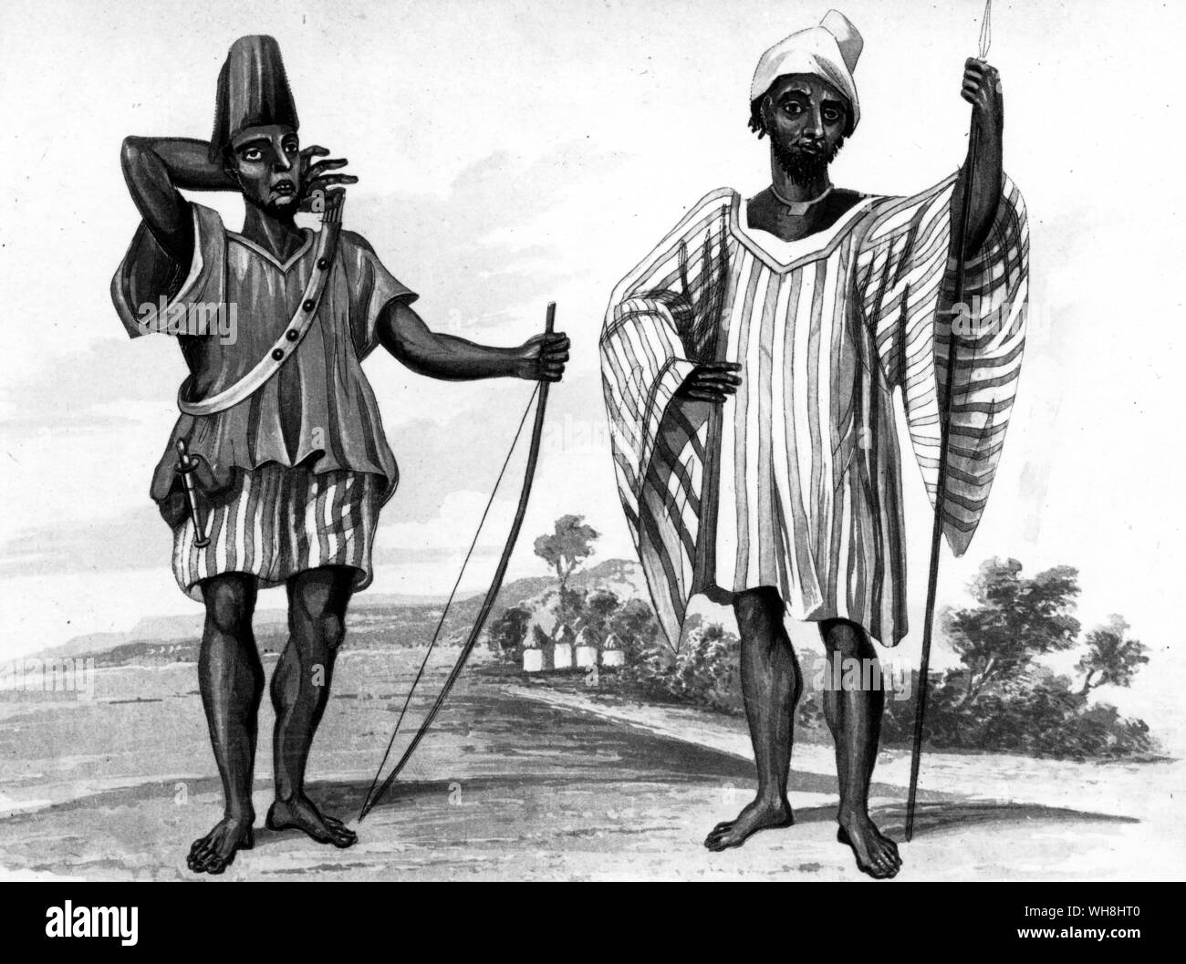 Kostüme von Sangara. Die African Adventure - eine Geschichte von Afrikas Entdecker von Timothy Severin, Seite 94. Stockfoto