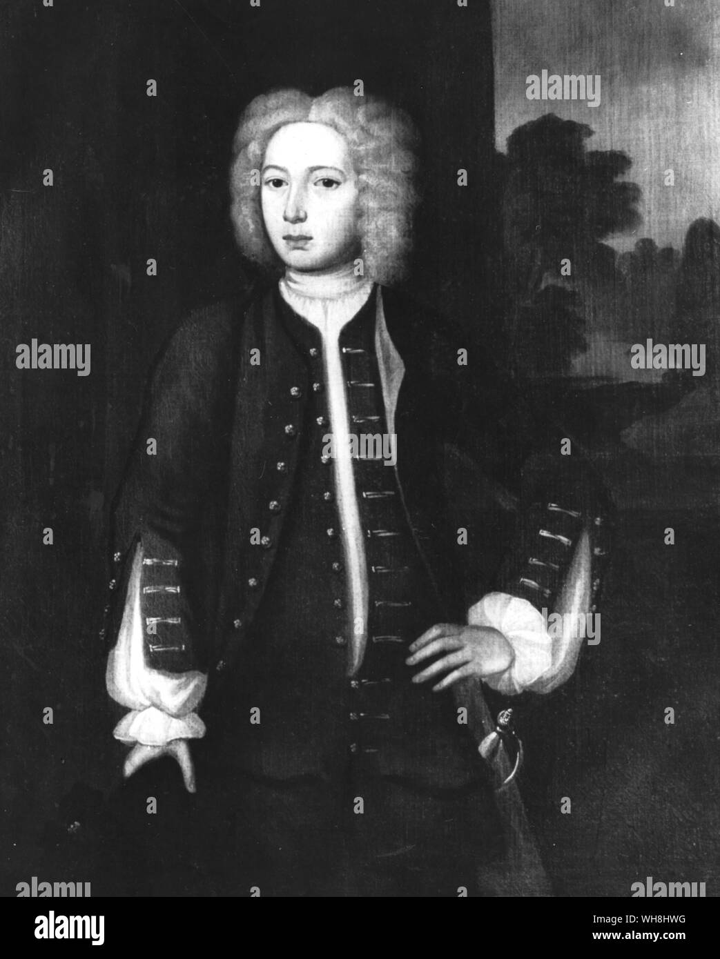 John Baylor (1705-1772) von Newmarket, Caroline County, ist es eine Frage der Priorität die Größe und stolzem Sinn Virginia Pferde, die waren klein und kurz von stamina Aufgrund ihrer indischen (Quarter-horse) Blut zu erhöhen. Er deshalb importiert Angst - im Jahre 1764 nichts von der Godolphin Arabian Sohn Regulus, der als König Plater vier gewonnen hatte - Meile heizt unter 168 lb. Dieses leistungsstarke Pferd, fast 16 Hände, erreicht alle, die Baylor erhofft. Die Geschichte der Pferderennen von Roger Longrigg, Seite 109. Stockfoto