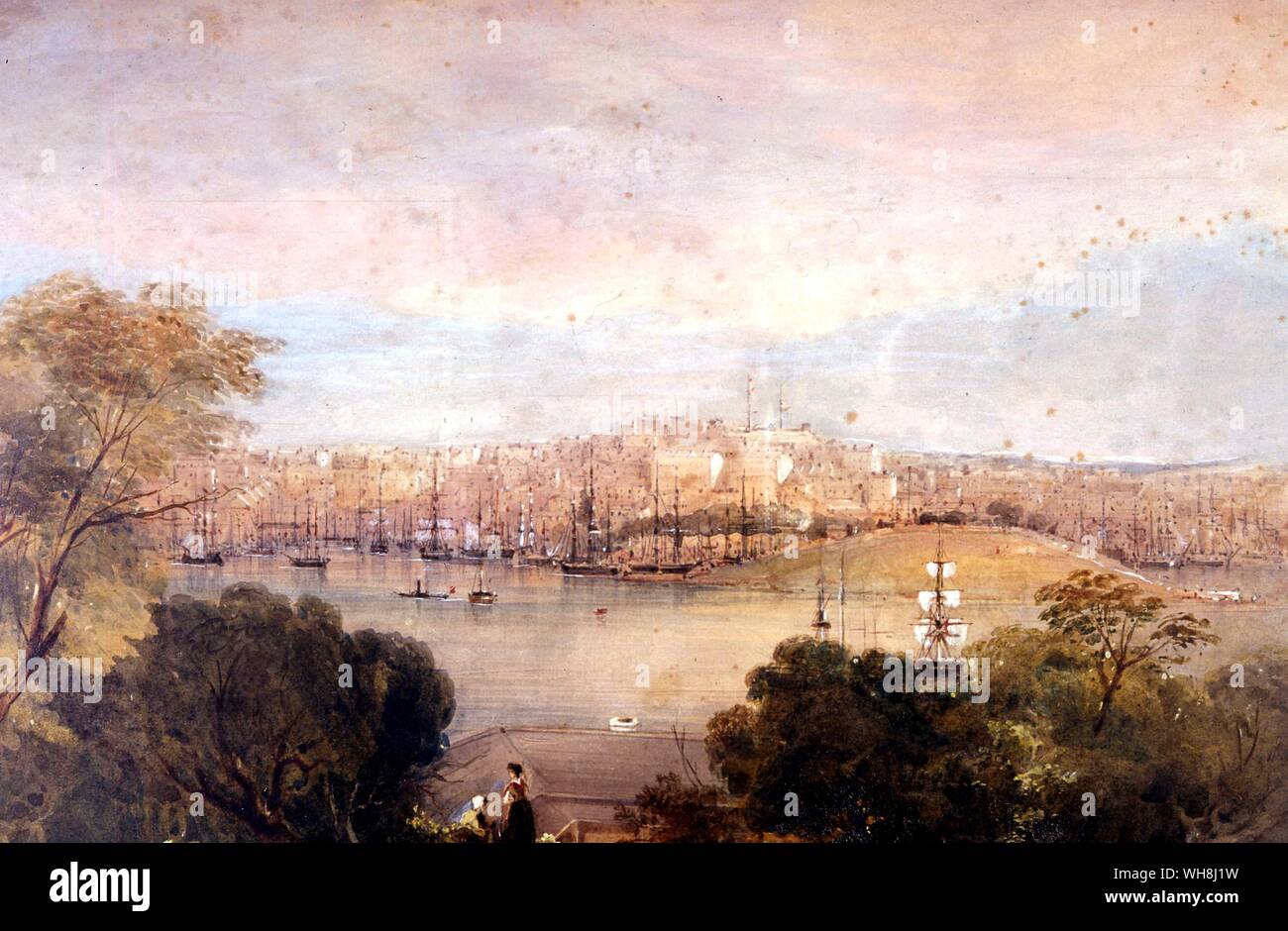 Dawes Point, Sydney, von Conrad Martens (1801-1878). Australischer Maler, in London geboren. Von Darwin und der Beagle von Alan Moorhead, Seite 230. Stockfoto