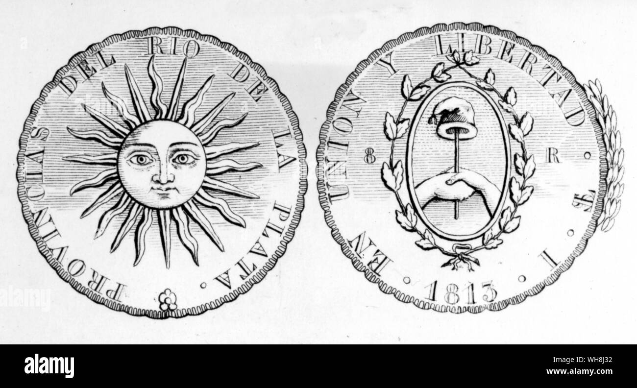 Pesos von Buenos Aires - 1813. Von Darwin und der Beagle von Alan Moorhead, Seite 136. Stockfoto